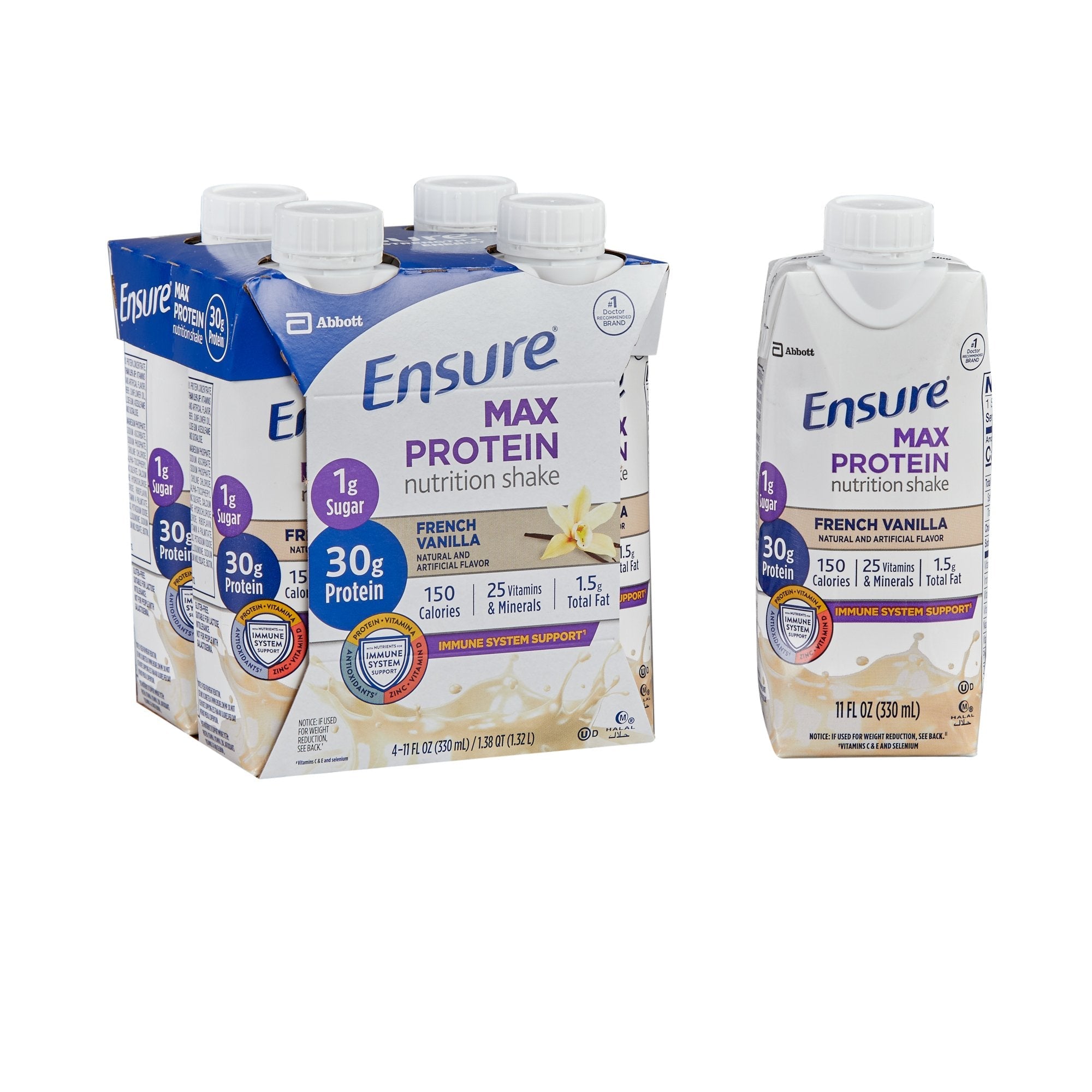 Ensure® Max Protein Nutrition Shake, Vanilla, 11-ounce carton (12 Units)