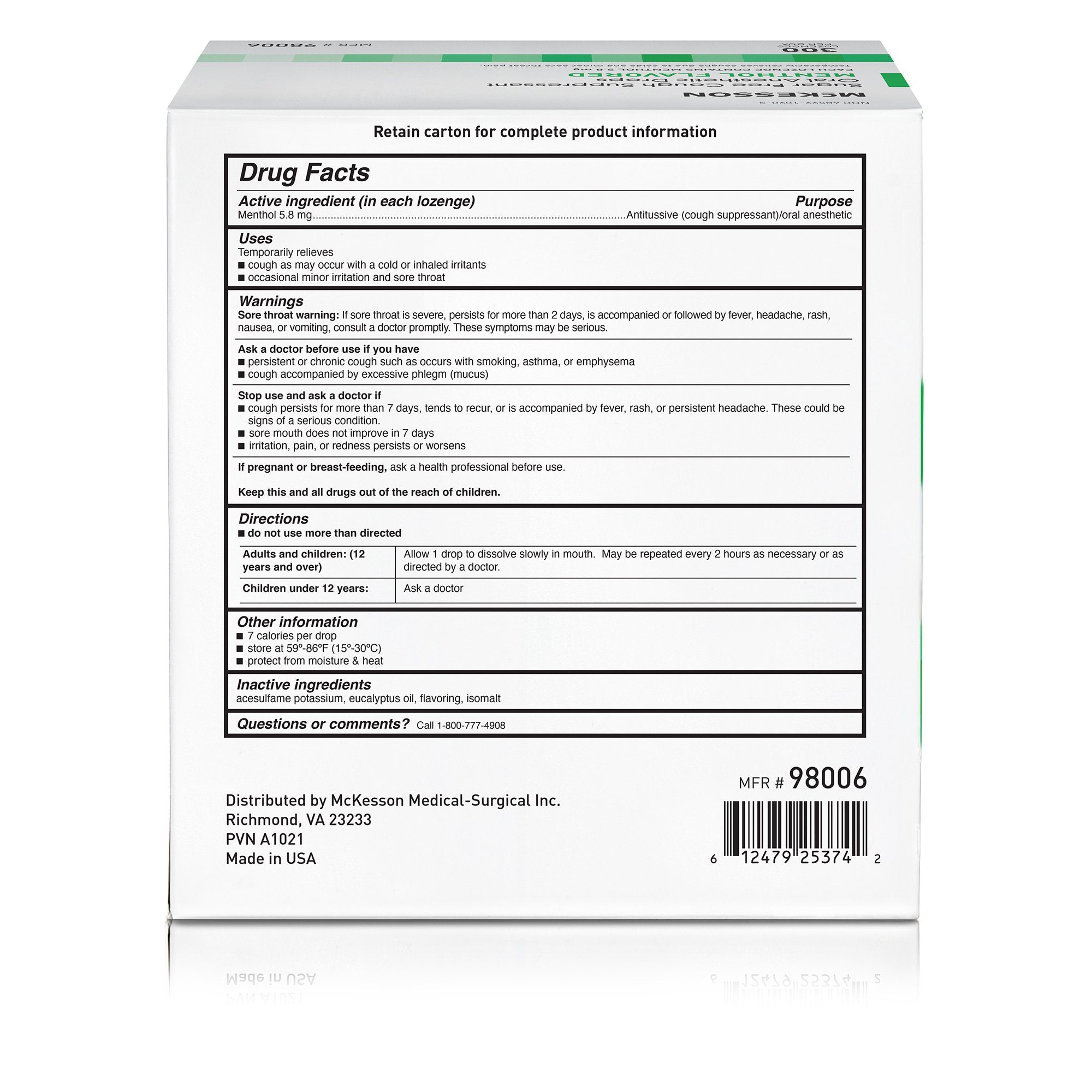 MooreBrand® Menthol Cold and Cough Relief (300 Units)