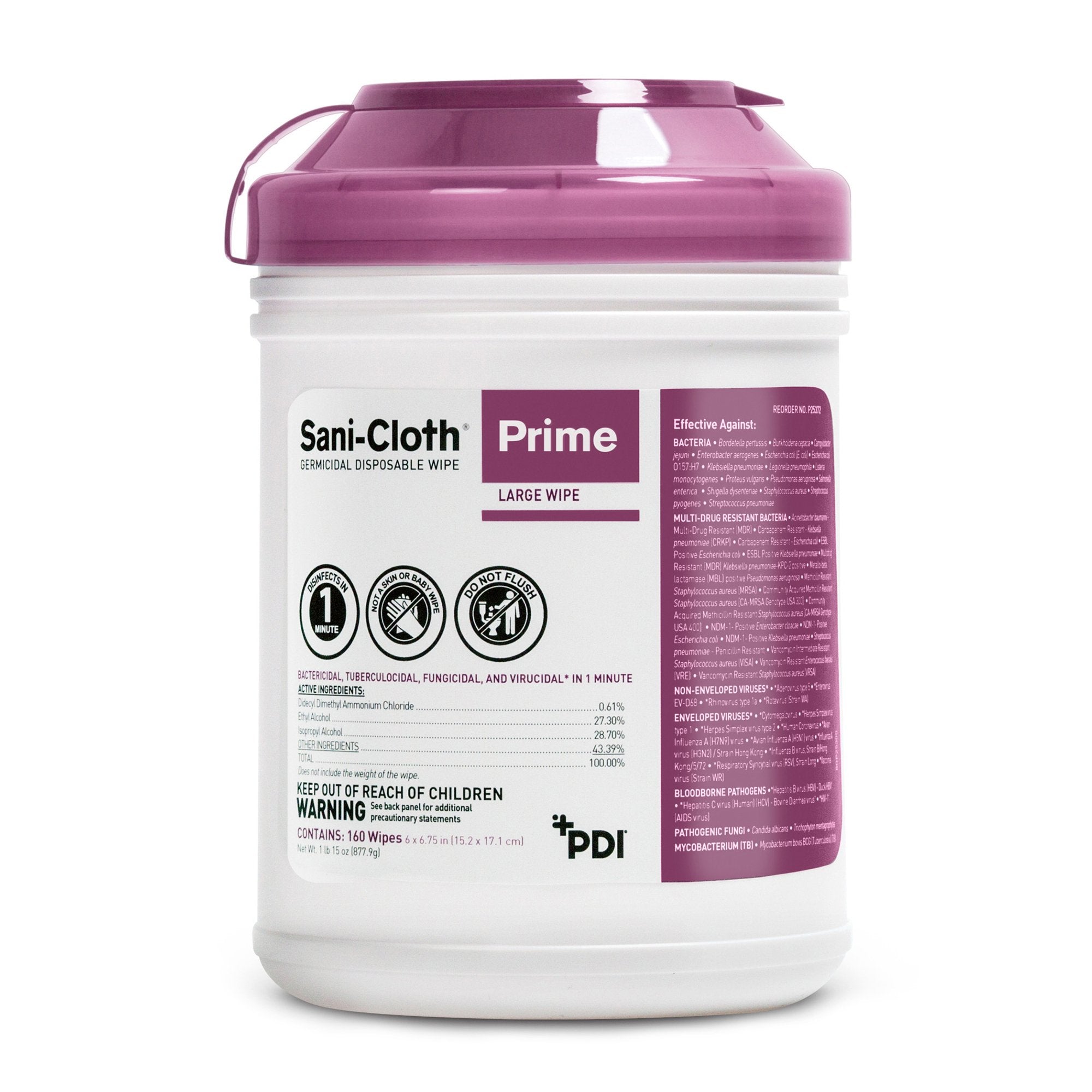 Sani-Cloth Prime Surface Disinfectant Cleaner Pre-moistened Germicidal Wipe, Non-Sterile Canister, Disposable (1920 Units)