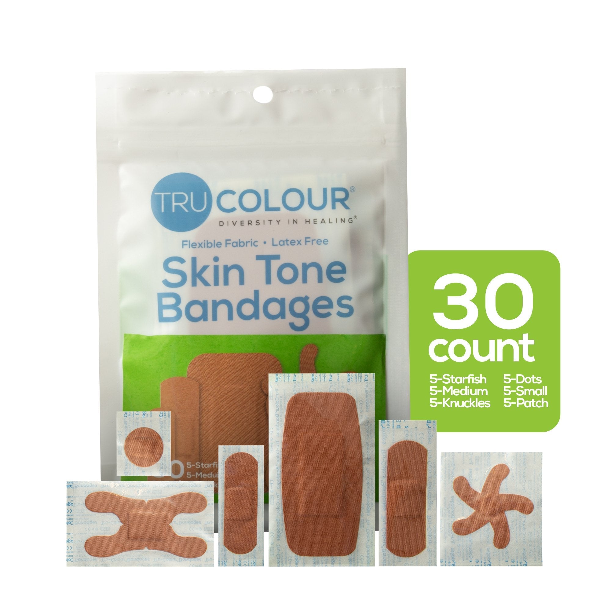 TruColour® Olive Adhesive Strips, Assorted Shapes and Sizes (30 Units)