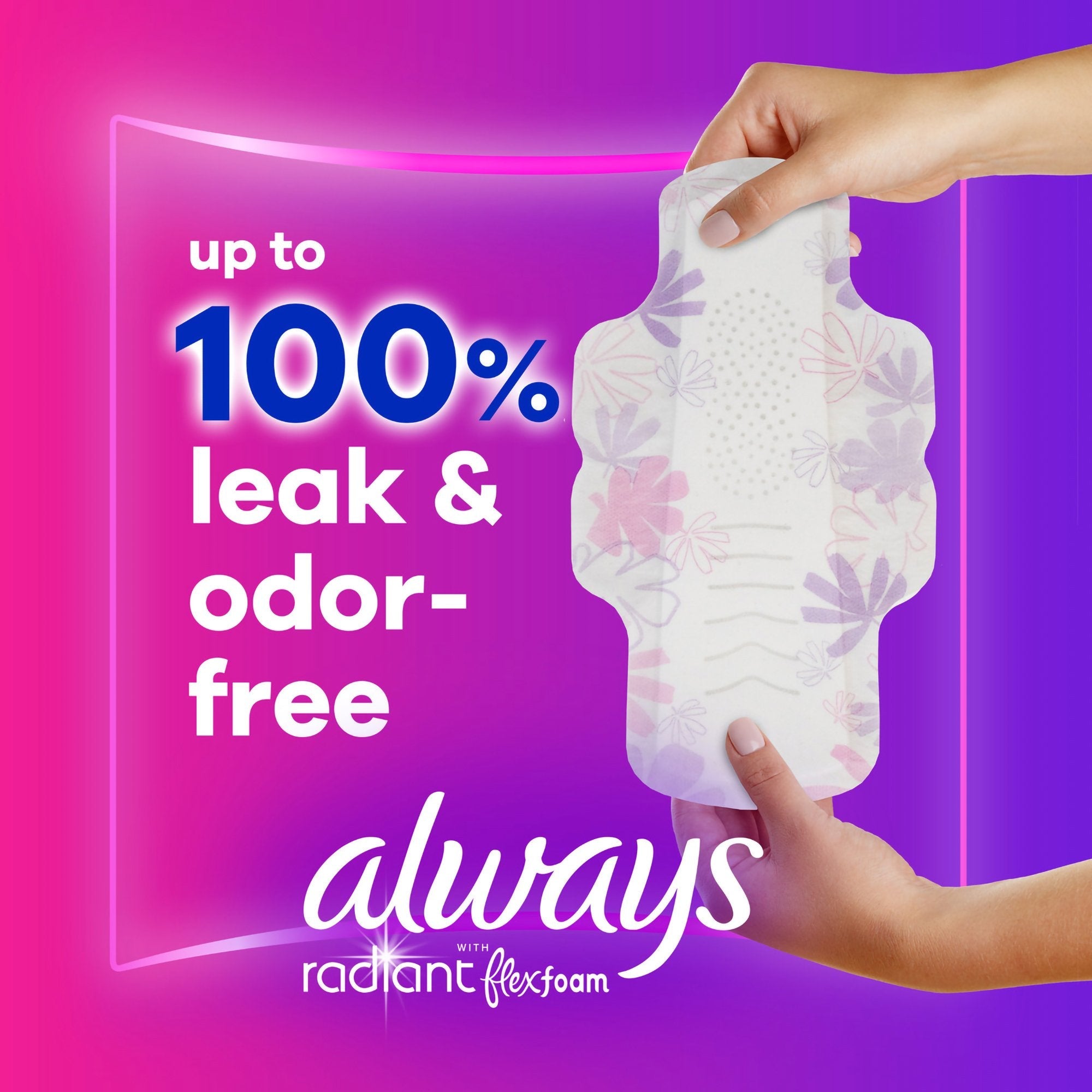 Feminine Pad Always® Radiant with FlexFoam With Wings Regular Absorbency (15 Units)