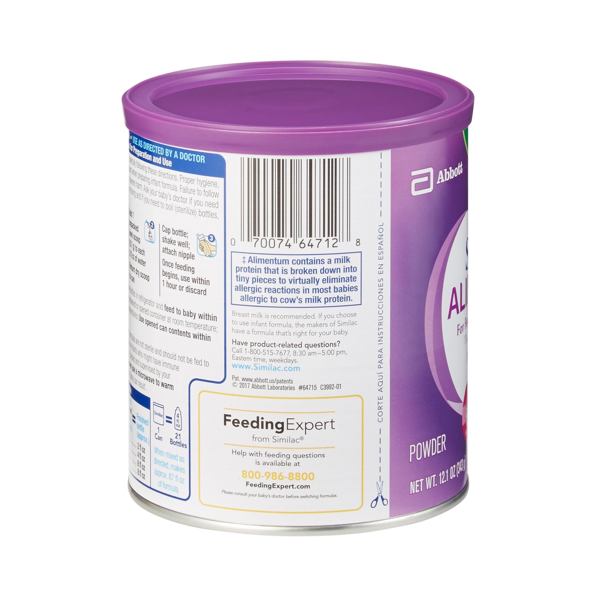 Similac Alimentum Hypoallergenic Infant Formula, 12.1oz - Colic Relief