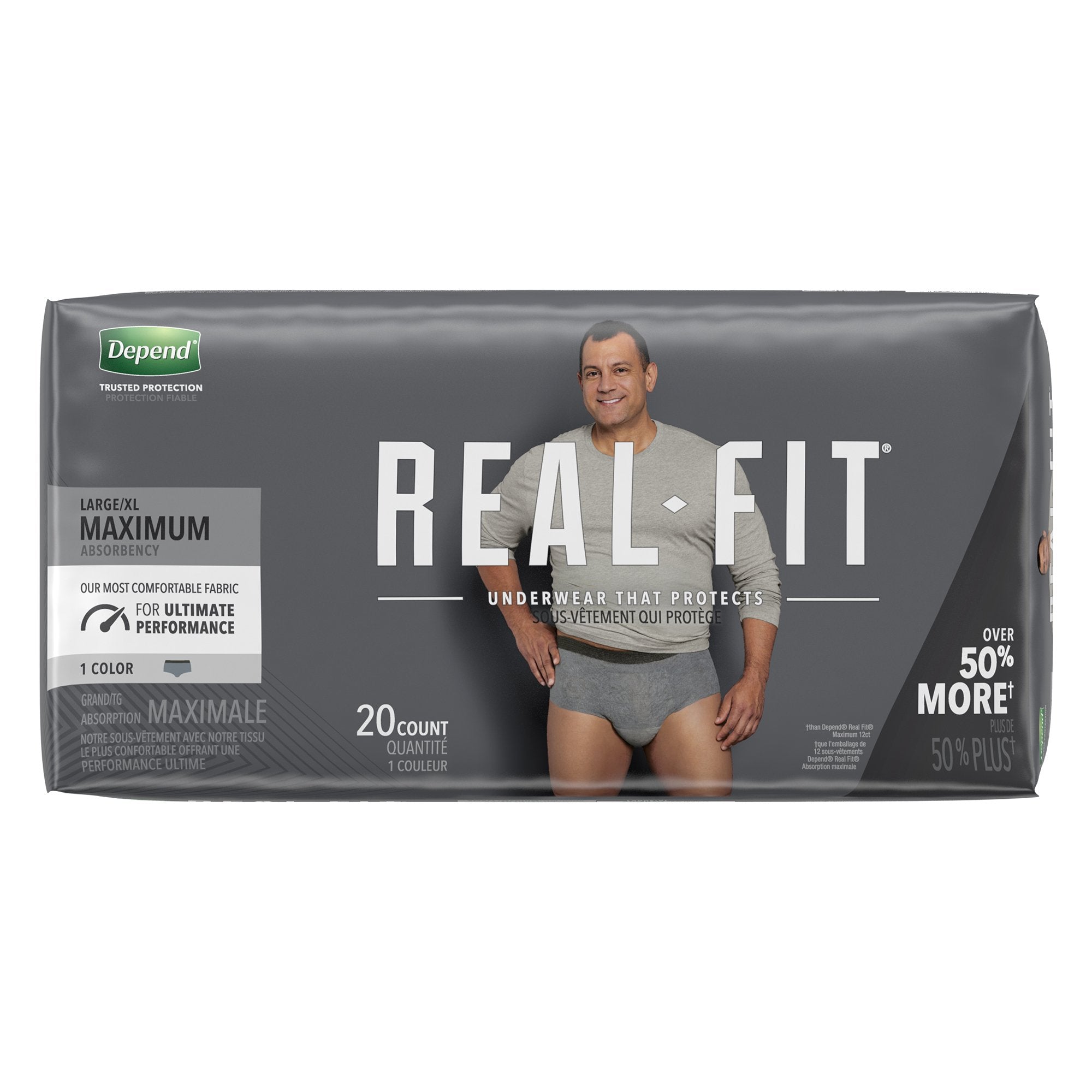 Depend® Real Fit® Maximum Absorbent Underwear, Large / Extra Large (20 Units)