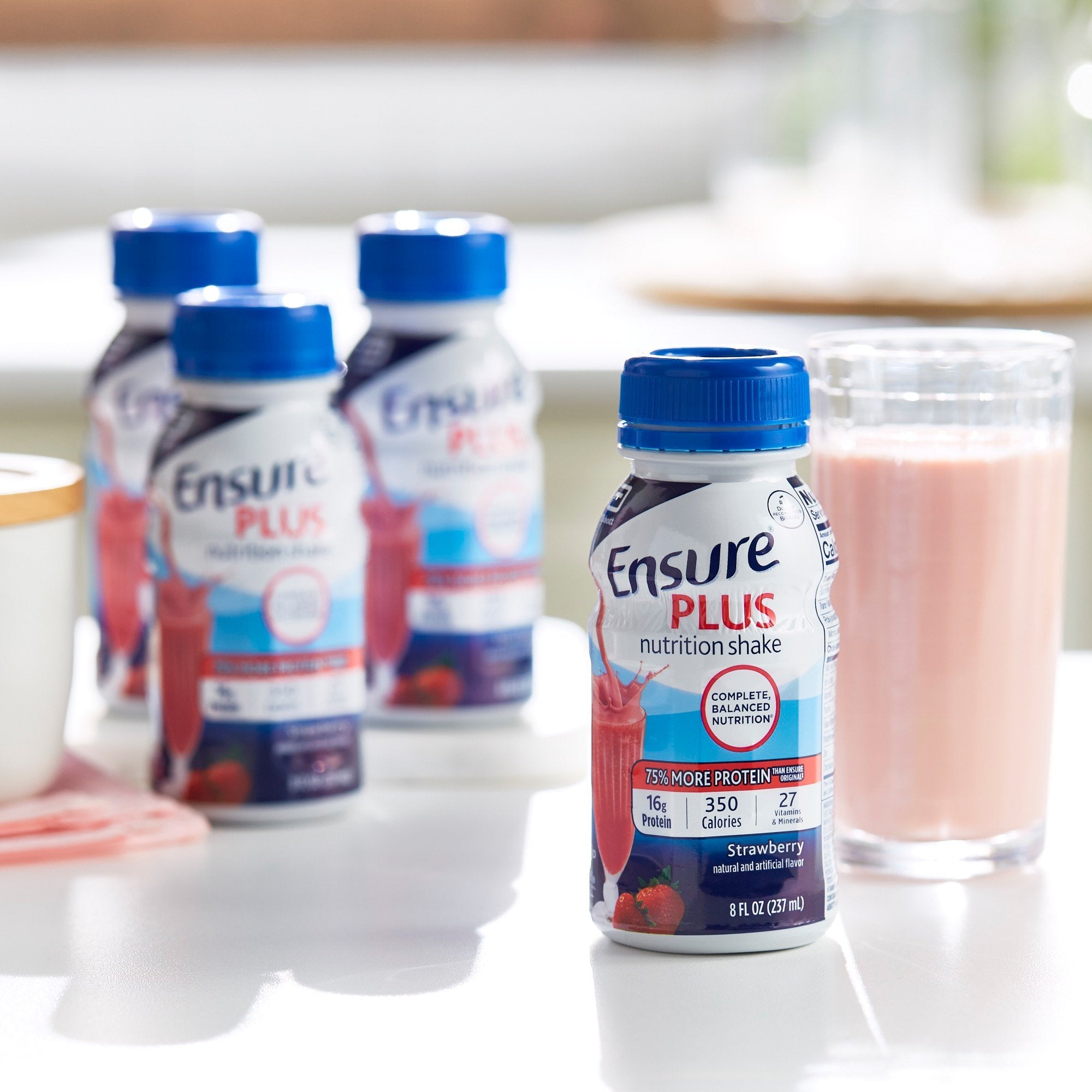 Ensure® Plus Nutrition Shake, Strawberry, 8-ounce bottle (6 Units)