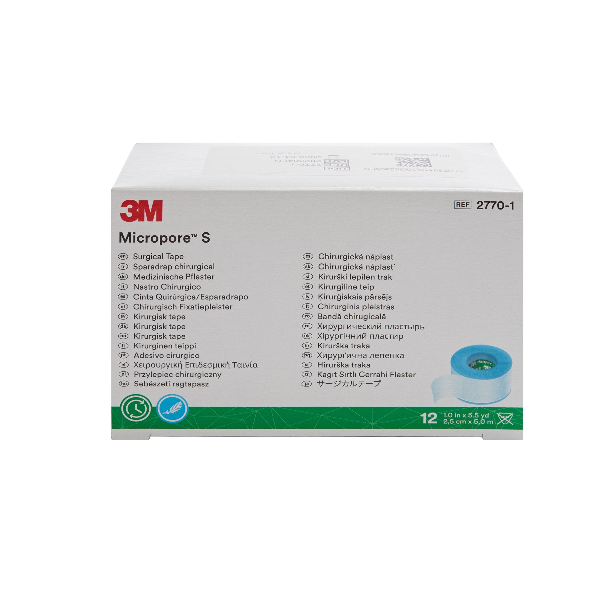 3M™ Micropore™ S Silicone Medical Tape, Blue 1"x5.5yd - Gentle Adhesion