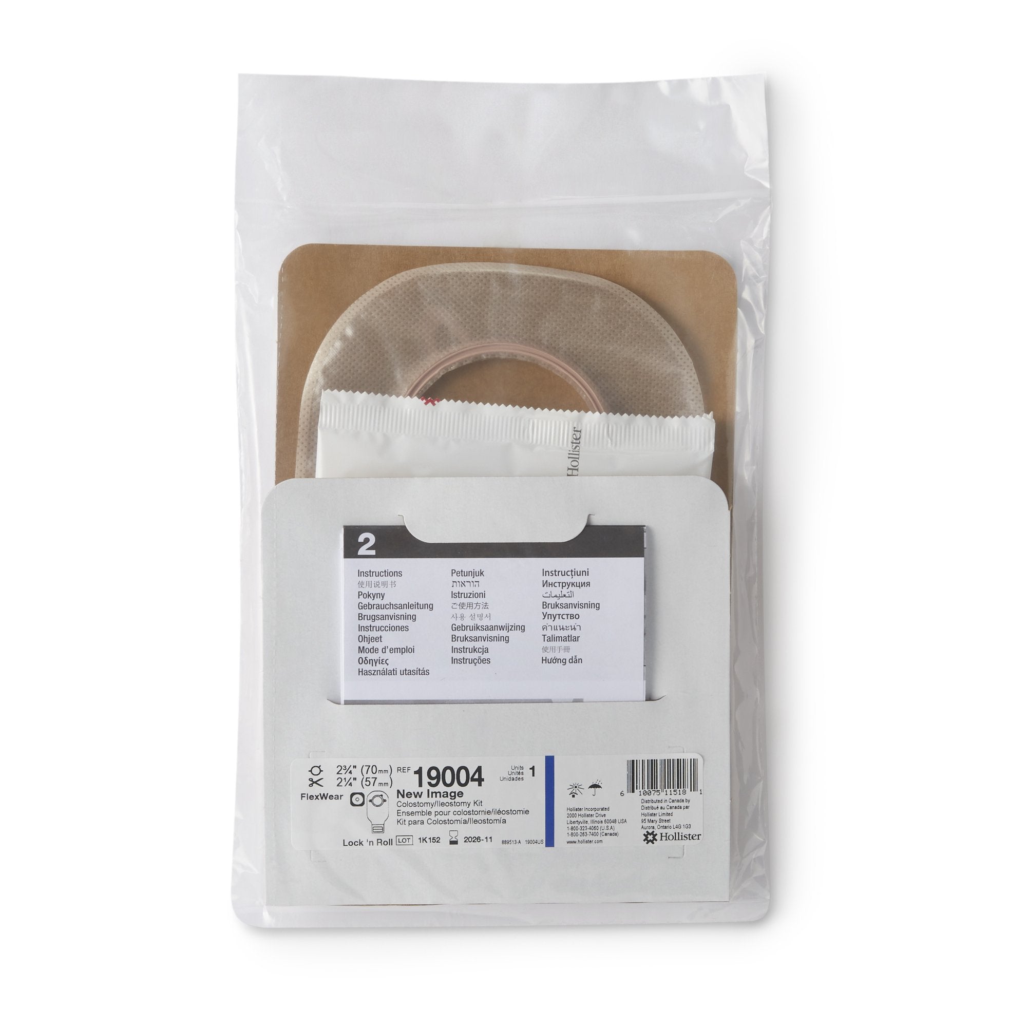 New Image™ Two-Piece Drainable Clear Ileostomy / Colostomy Kit, 12 Inch Length, 2¾ Inch Flange (5 Units)