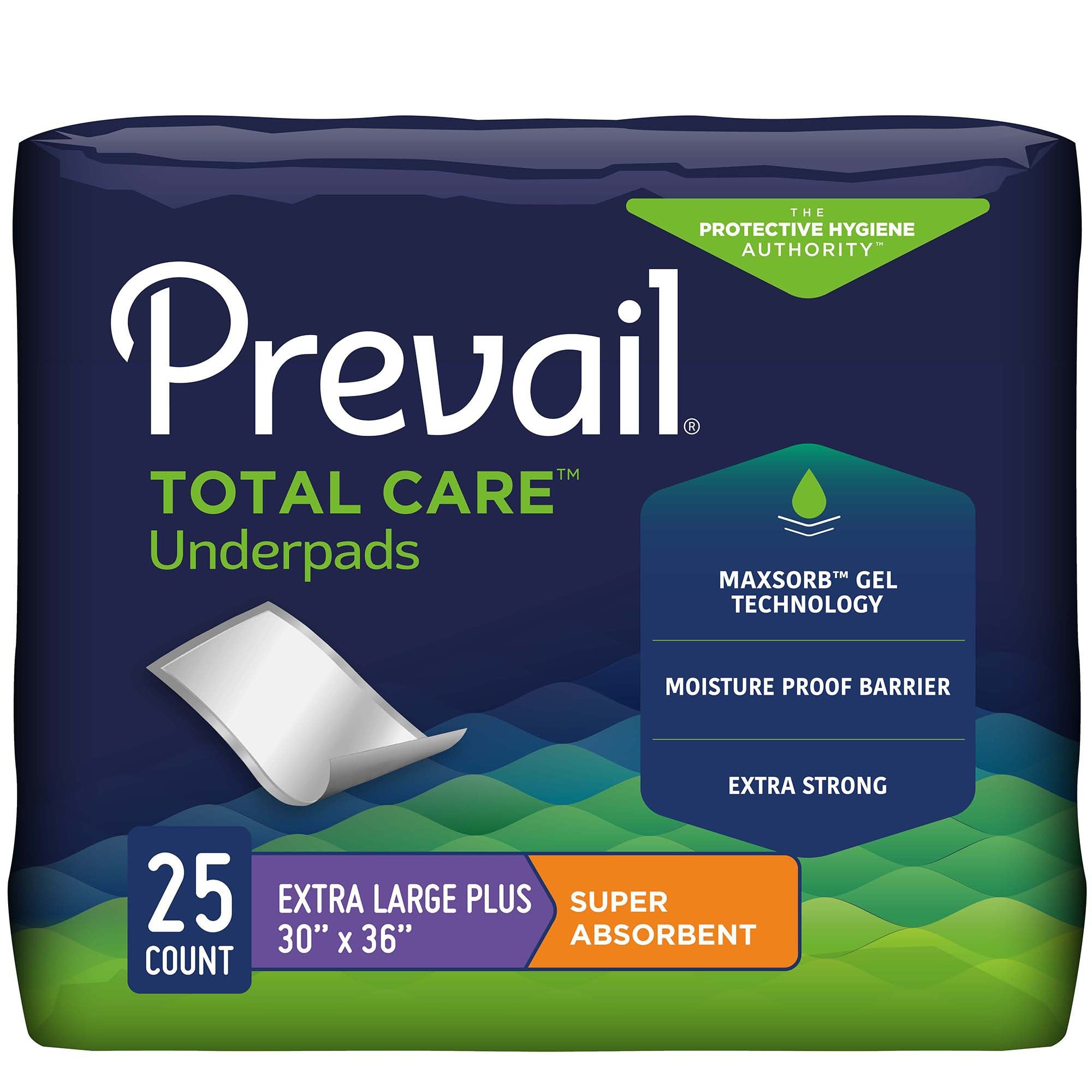 Prevail® Total Care™ Super Absorbent Underpads, 30x36", 25 Pack