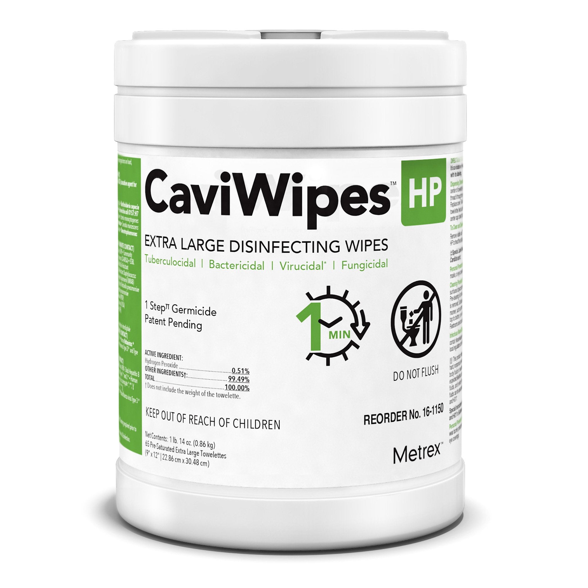 CaviWipes™ HP XL Surface Disinfectant Cleaner Peroxide Based Manual Pull Wipe 65 Count Canister Scented NonSterile (12 Units)