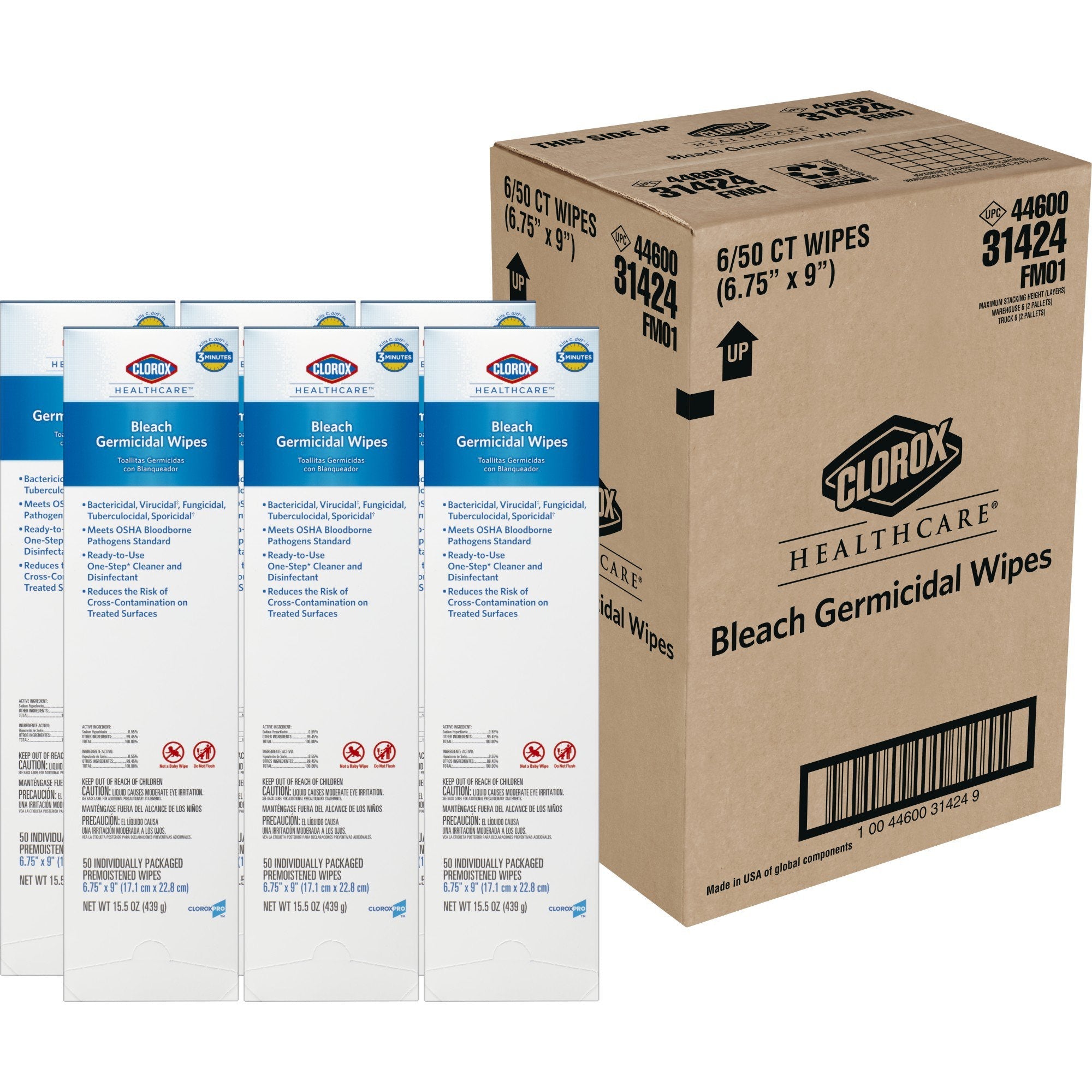 Clorox® Healthcare® Bleach Germicidal Wipes, Individual Packets (50 Units)