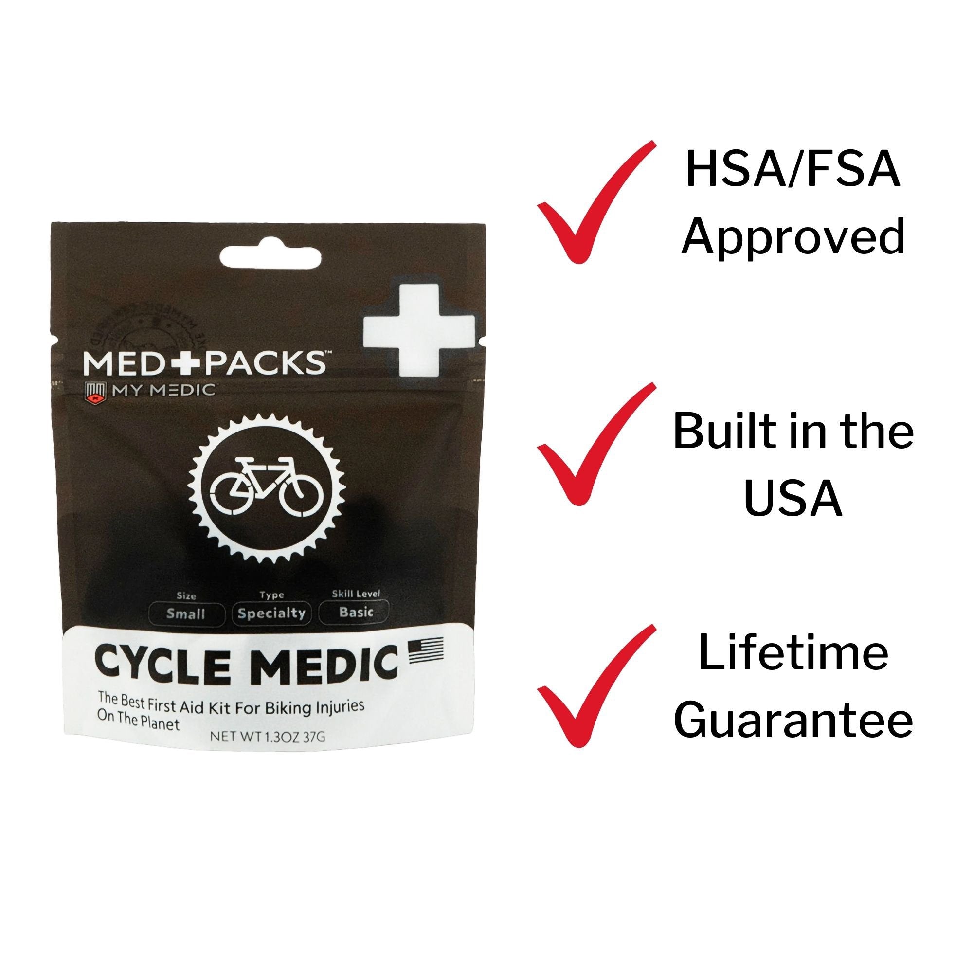 My Medic Med Packs First Aid Kit for Cyclists – Bike Injury Supplies in Portable Pouch (1 Unit)