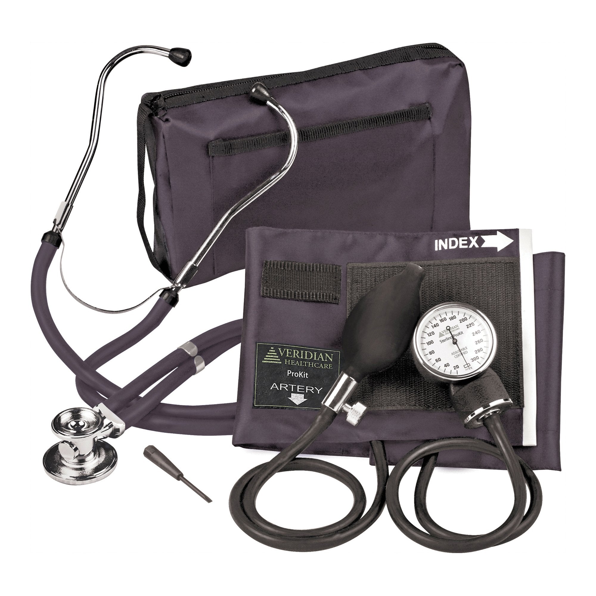 Sterling Series ProKit™ Aneroid Sphygmomanometer with Stethoscope, Black (1 Unit)