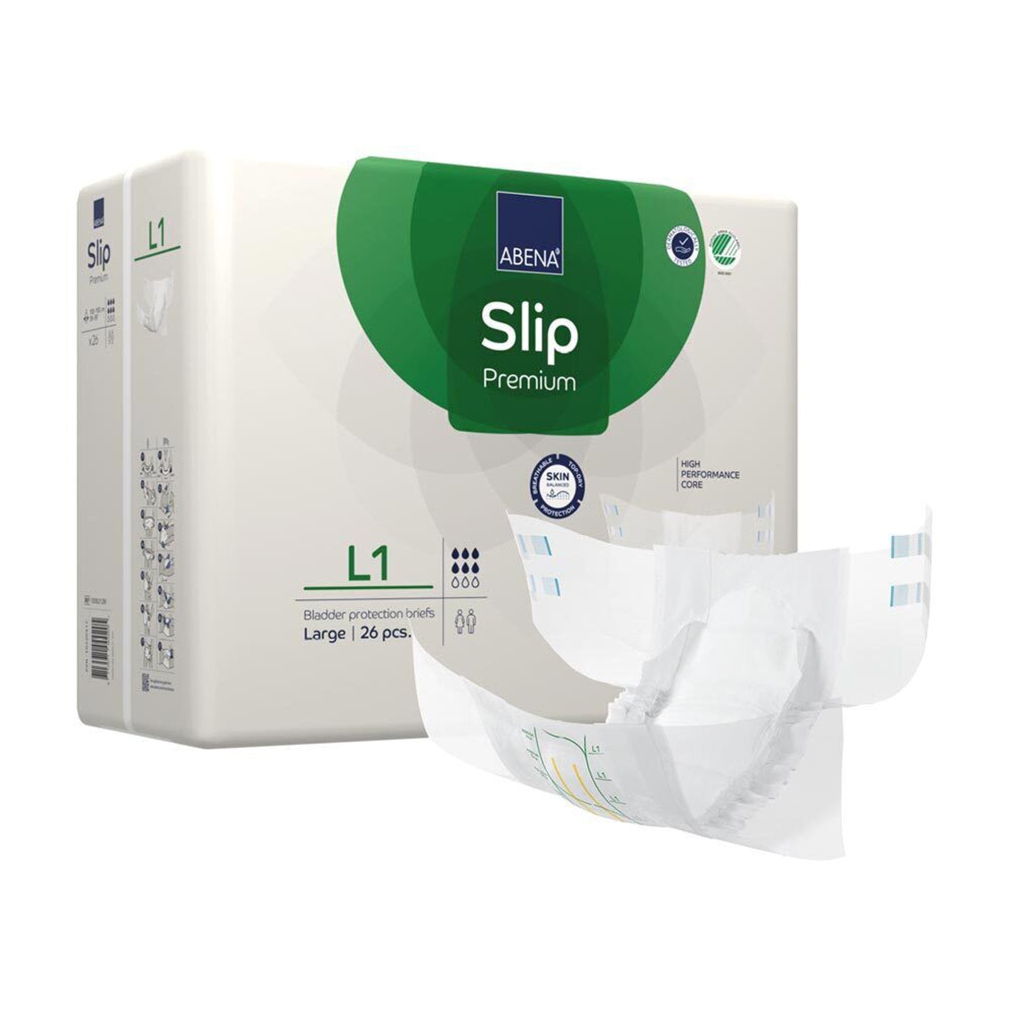 Abena® Slip Premium L1 Incontinence Brief, Large (104 Units)