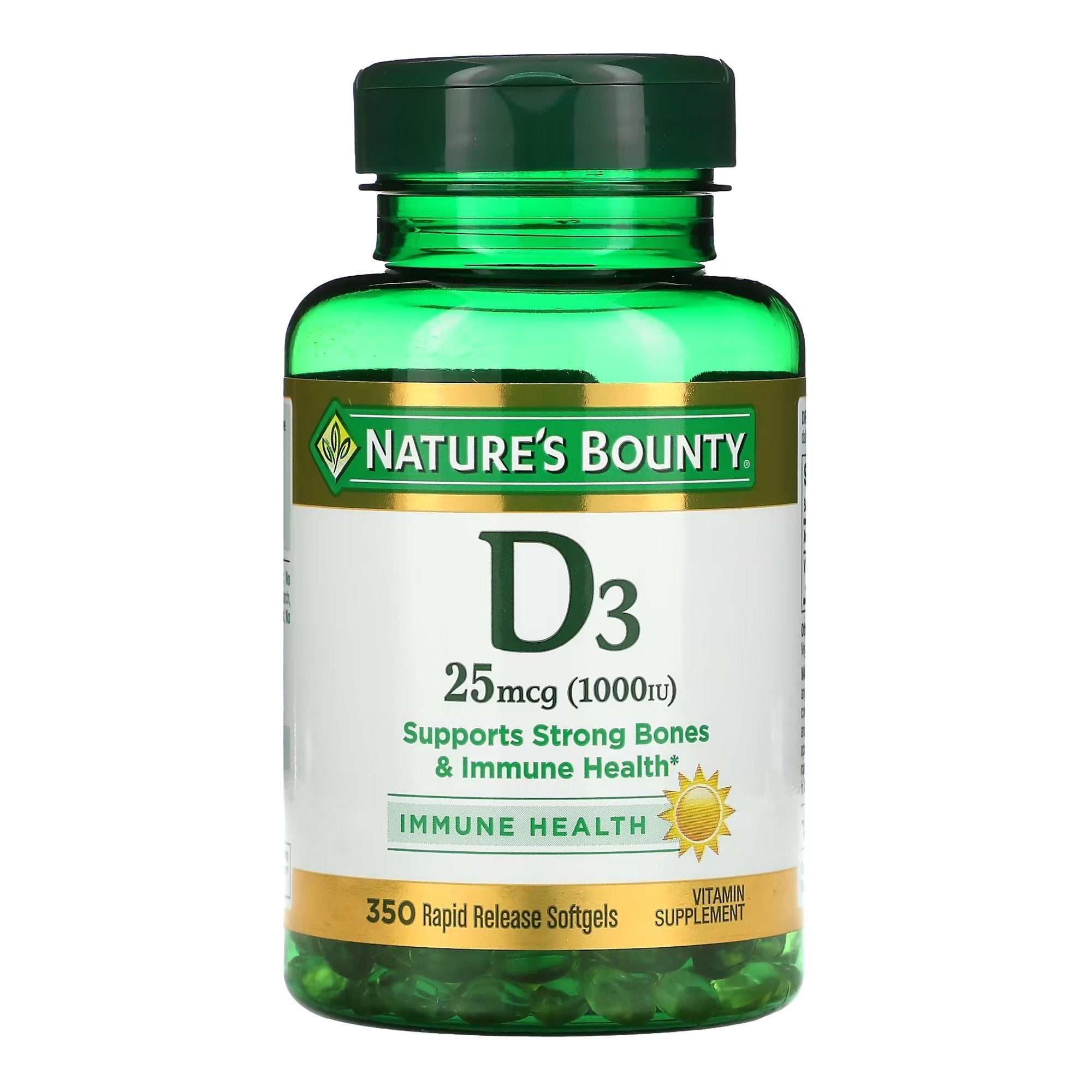 Vitamin Supplement Nature's Bounty® D3 1,000 IU Strength Softgel 350 per Bottle (1 Unit)