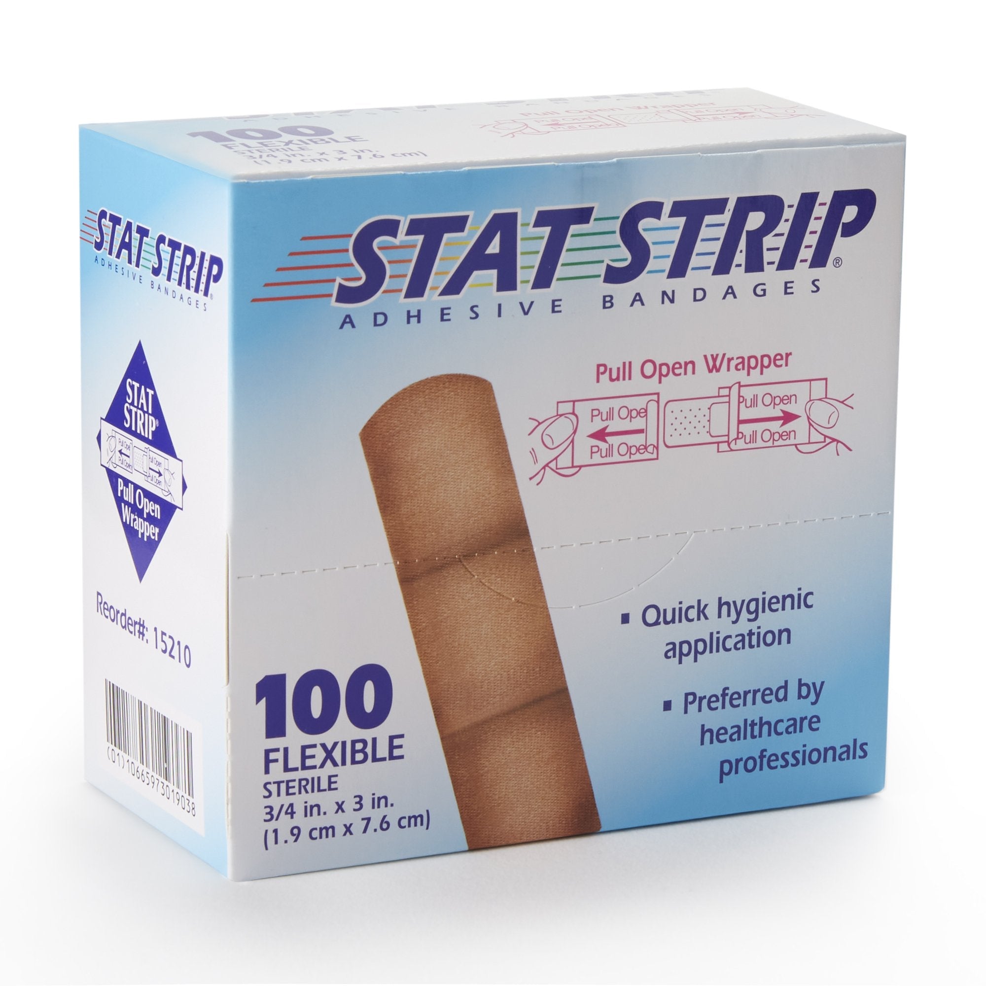 American® White Cross Stat Strip® Adhesive Strip, 3/4 x 3 Inch (100 Units)