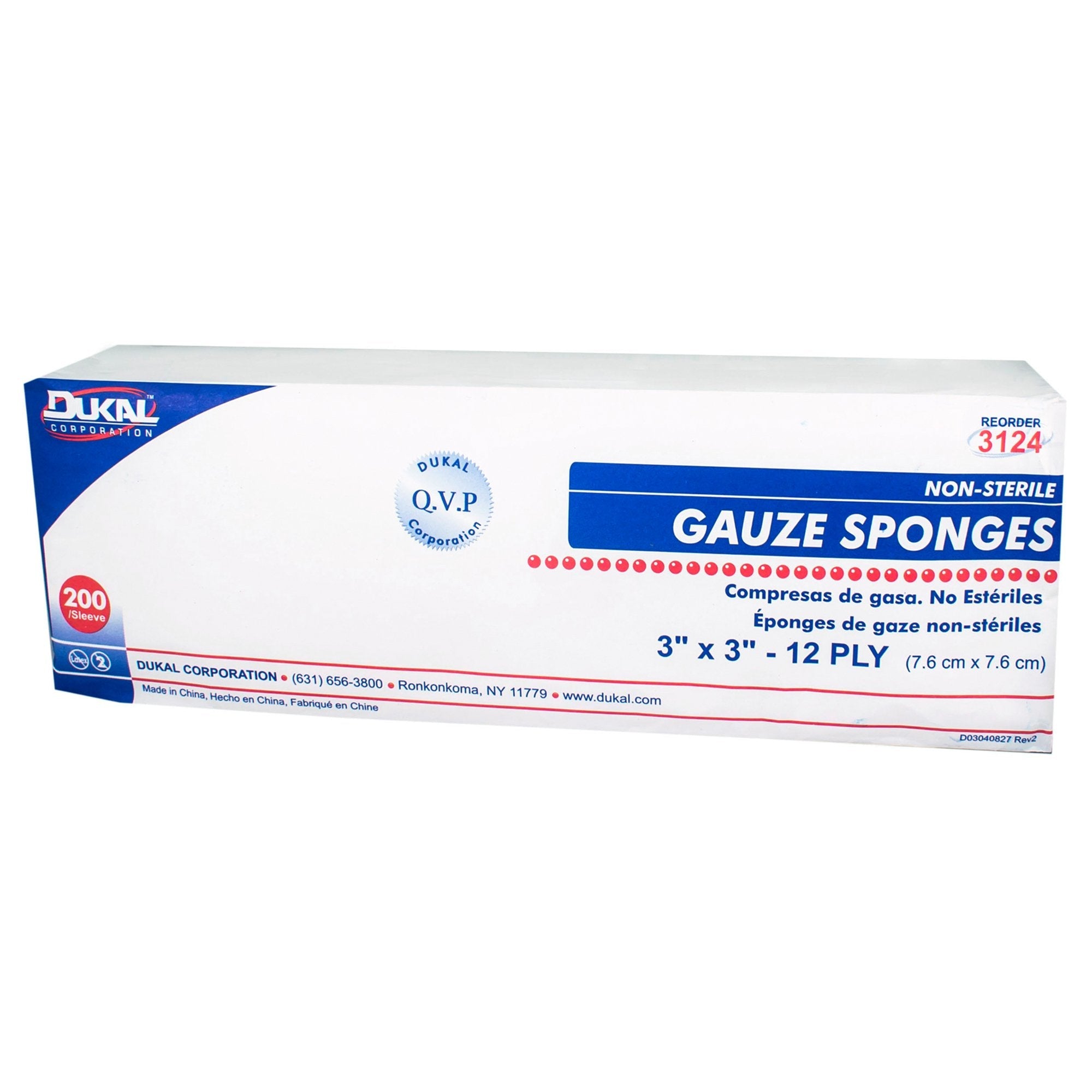 Dukal™ Nonsterile Gauze Sponge, 3 x 3 Inch (200 Units)