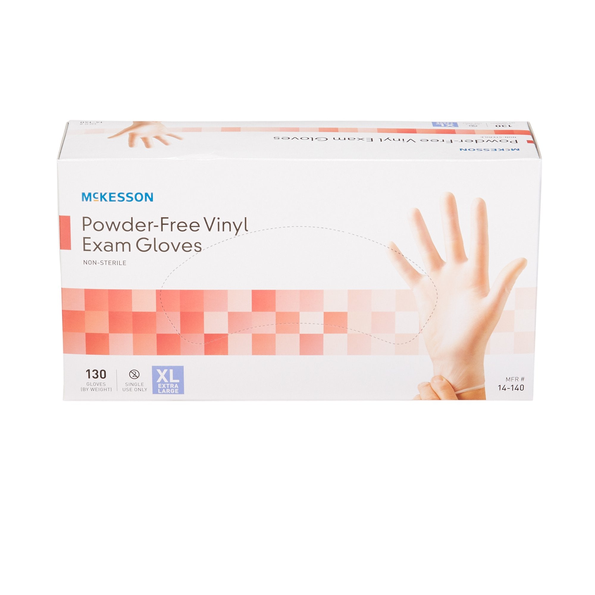 McKesson Vinyl Exam Gloves XL - Clear, Non-Sterile, Powder-Free (130 Pack)