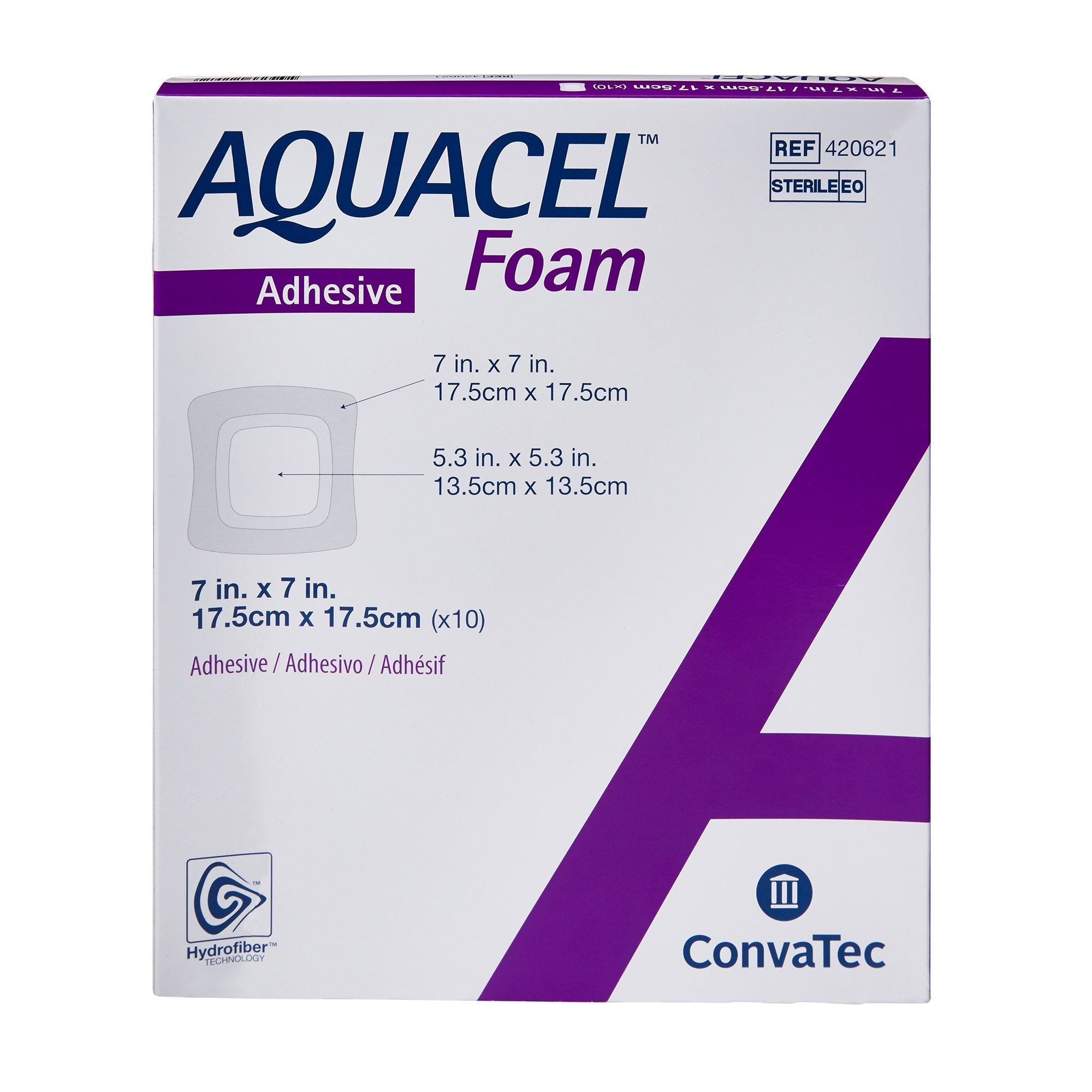 Aquacel® Silicone Adhesive with Border Silicone Foam Dressing, 7 x 7 Inch (1 Unit)