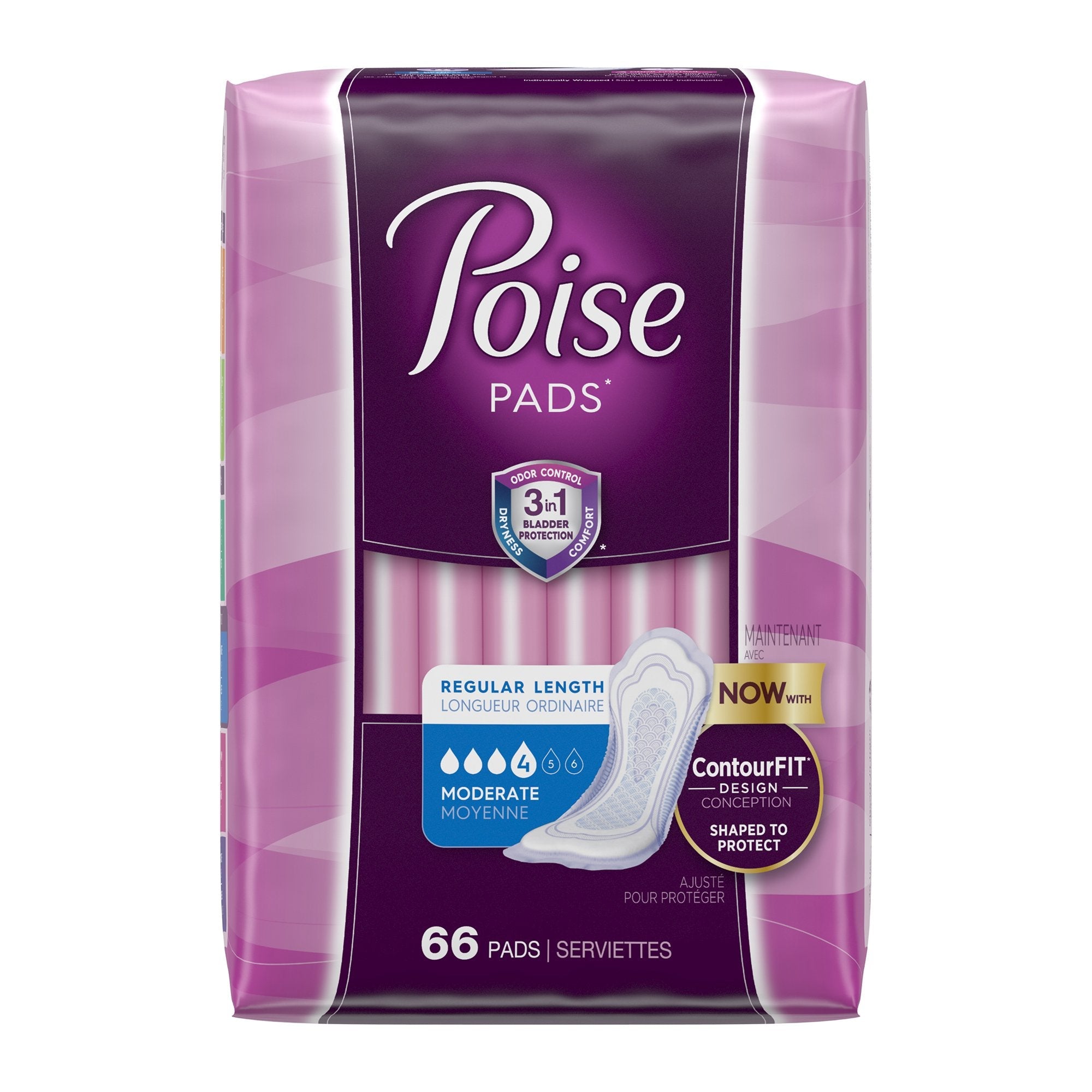 Poise® Moderate Bladder Control Pad, Regular Length (66 Units)