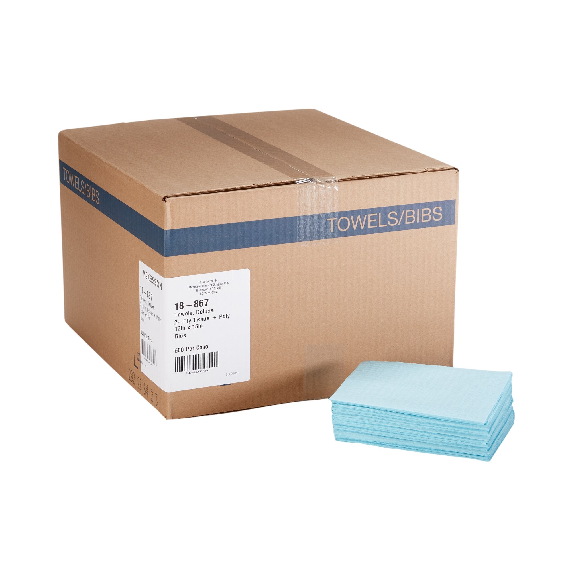 McKesson Nonsterile Blue Procedure Towels, 13 x 18 Inch (500 Units)