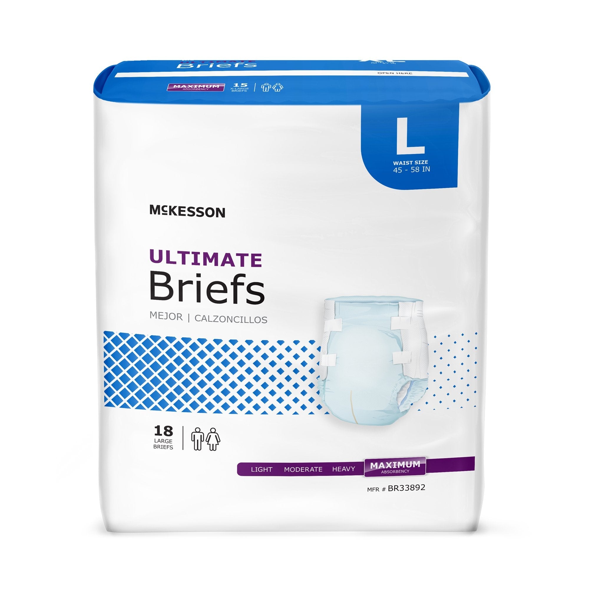McKesson Ultimate Maximum Absorbency Incontinence Brief, Large (18 Units)