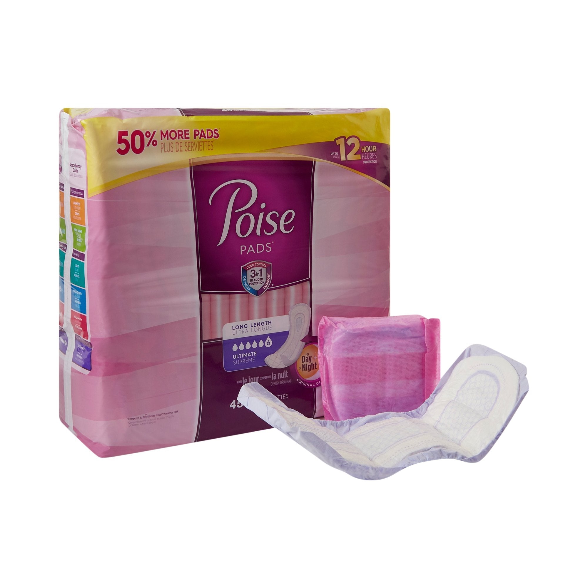 Poise Bladder Control Pads, 15.9" Heavy Absorbency, 45 Count