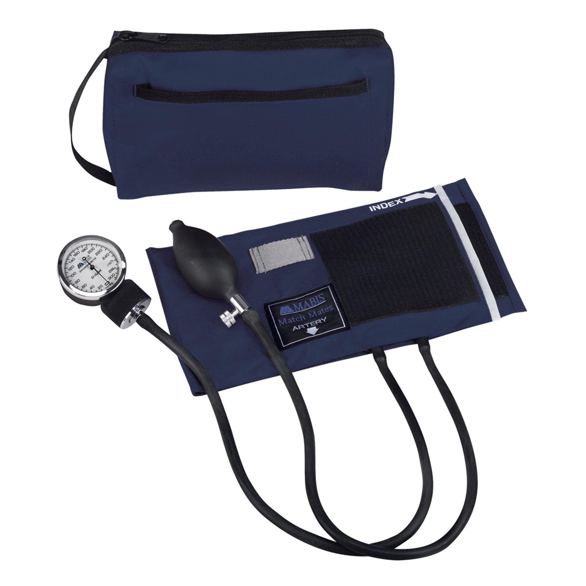 Mabis® Match Mates Manual Aneroid Sphygmomanometer with Cuff, Navy Blue (1 Unit)