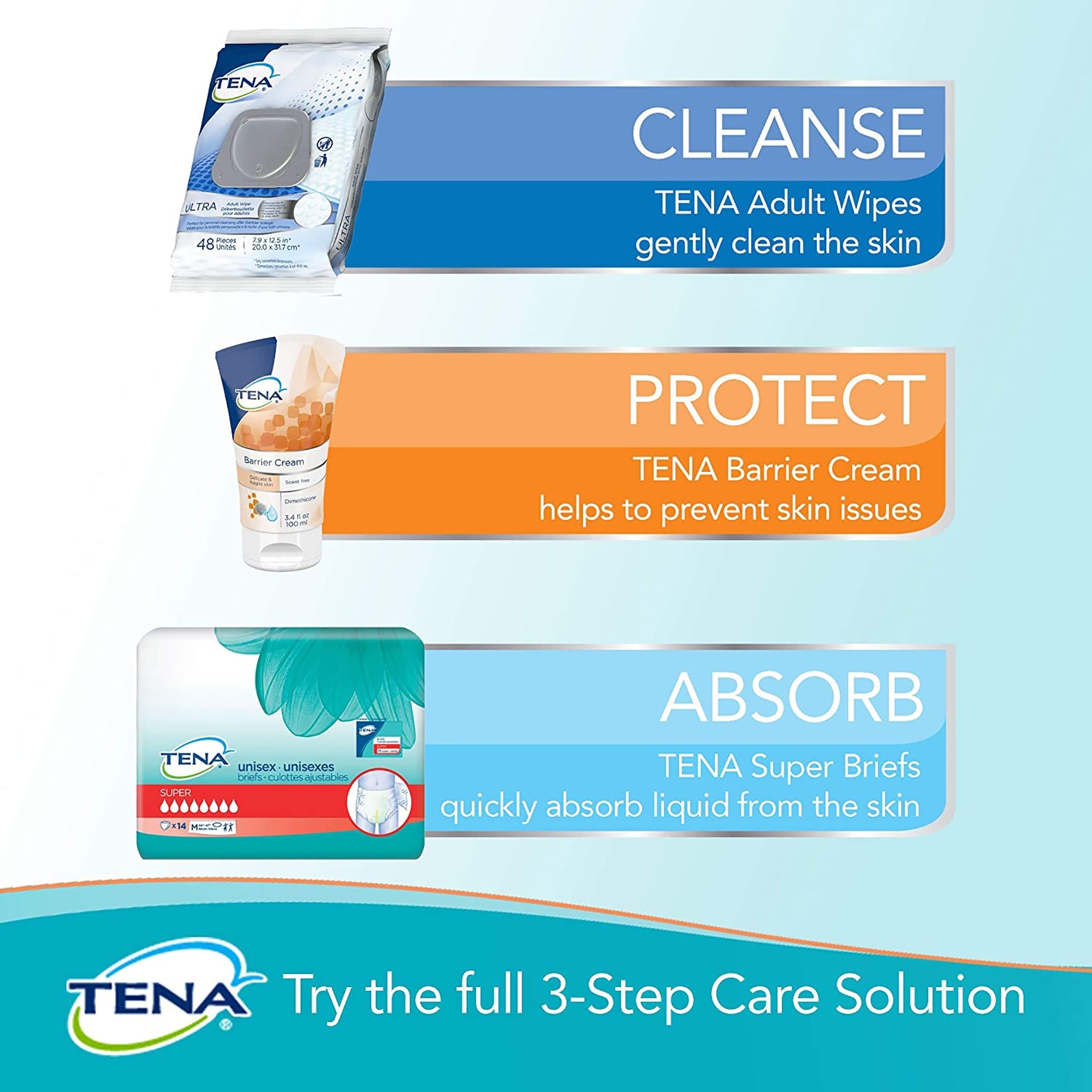 Tena Classic Disposable Washcloths, Scented with Aloe & Vitamin E - 48 Pack