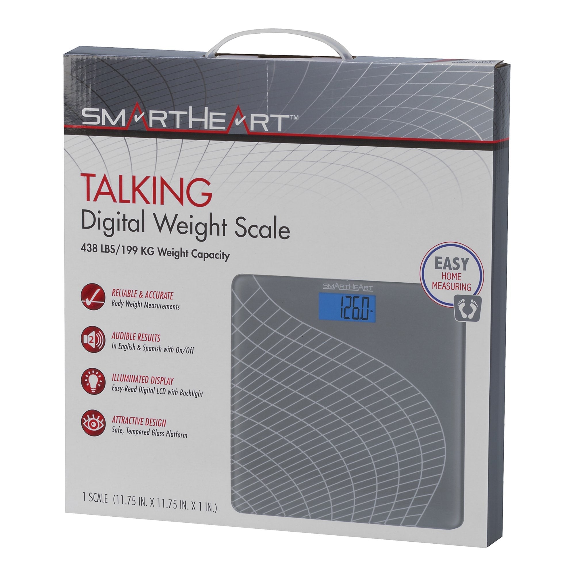 SmartHeart Talking Scale, Digital Bathroom Scale, 438 lbs Capacity (1 Unit)