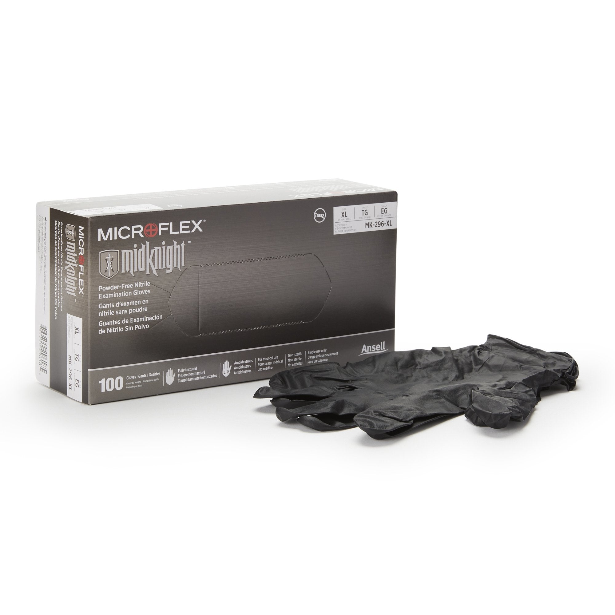 Microflex® MidKnight™ Exam Glove, Extra Large, Black (10 Units)