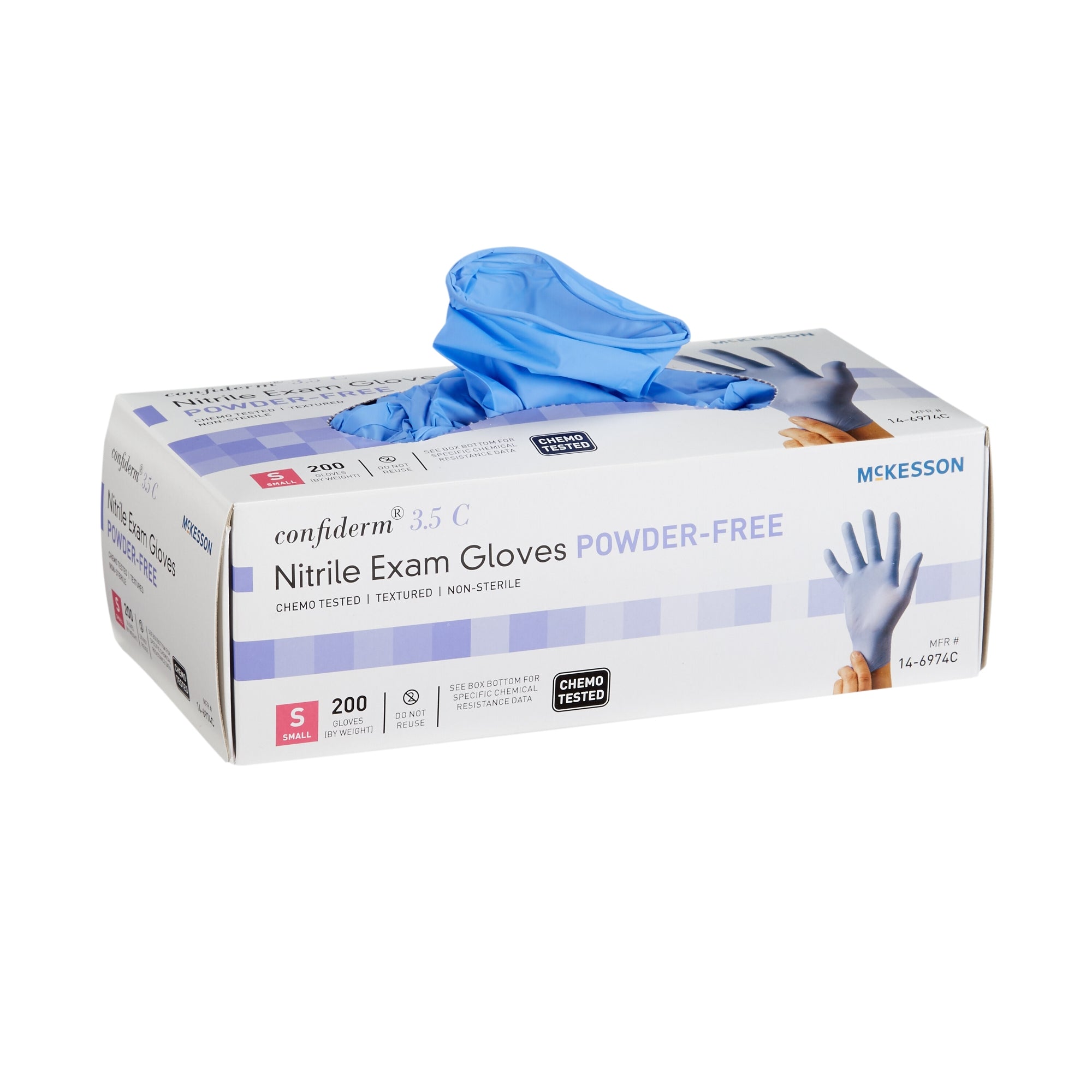 McKesson Confiderm 3.5C Nitrile Gloves, Small, Blue - 200 Pack
po
