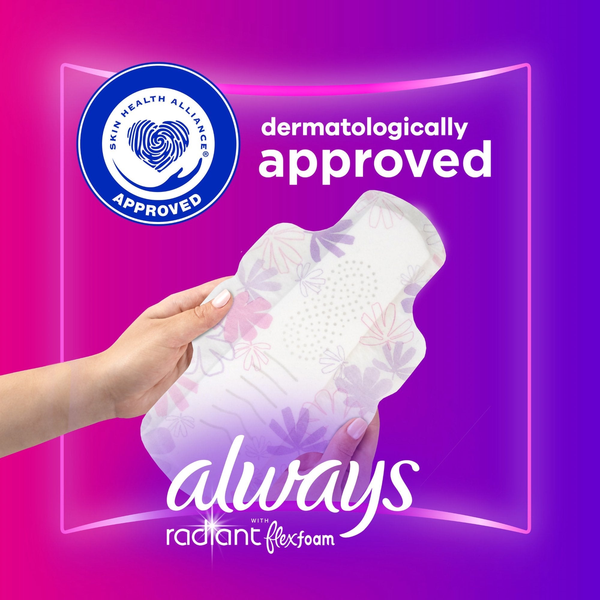 Feminine Pad Always® Radiant with FlexFoam With Wings Regular Absorbency (15 Units)