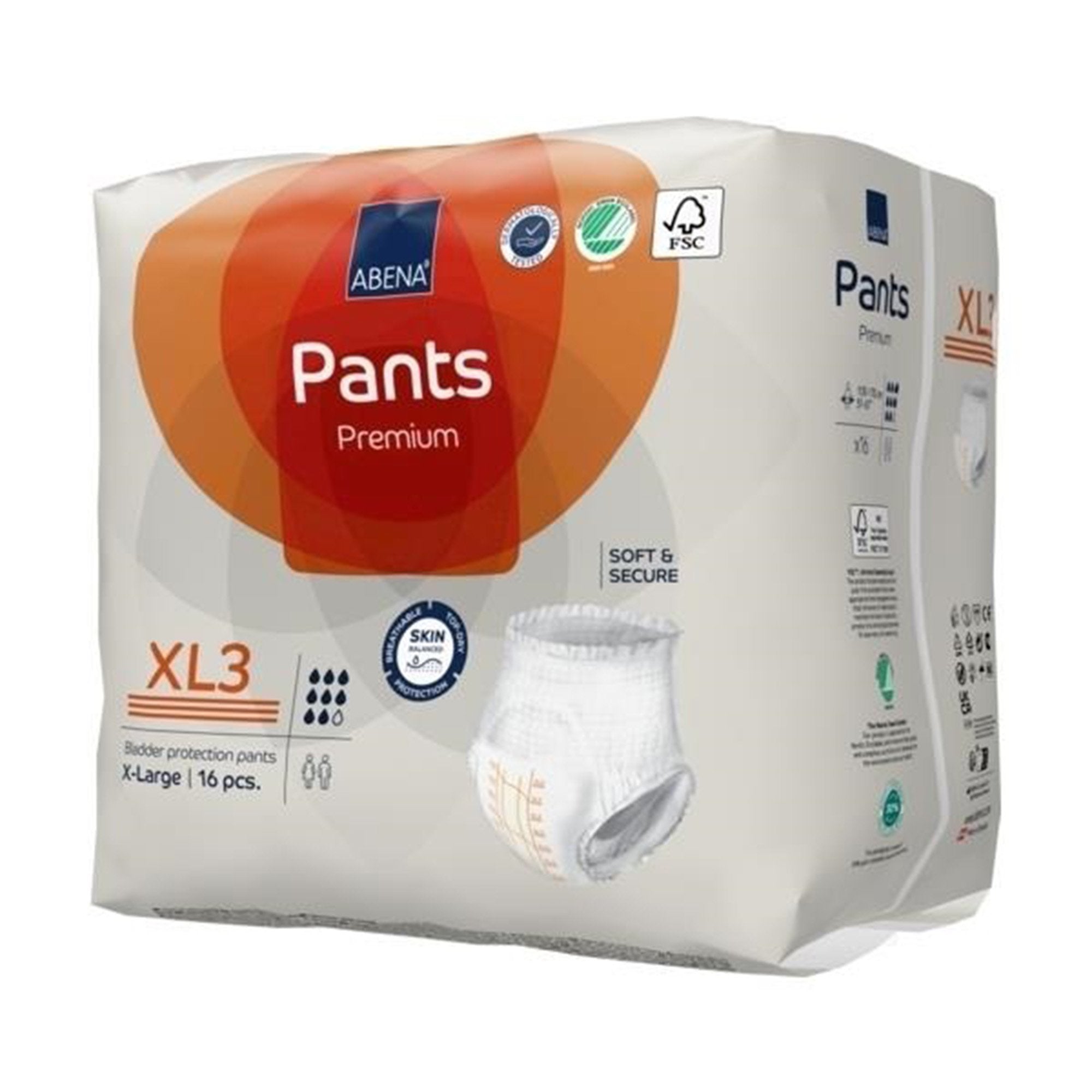 Abena Premium Pants XL3 - X-Large Incontinence Briefs, 16-Pack, High Absorbency