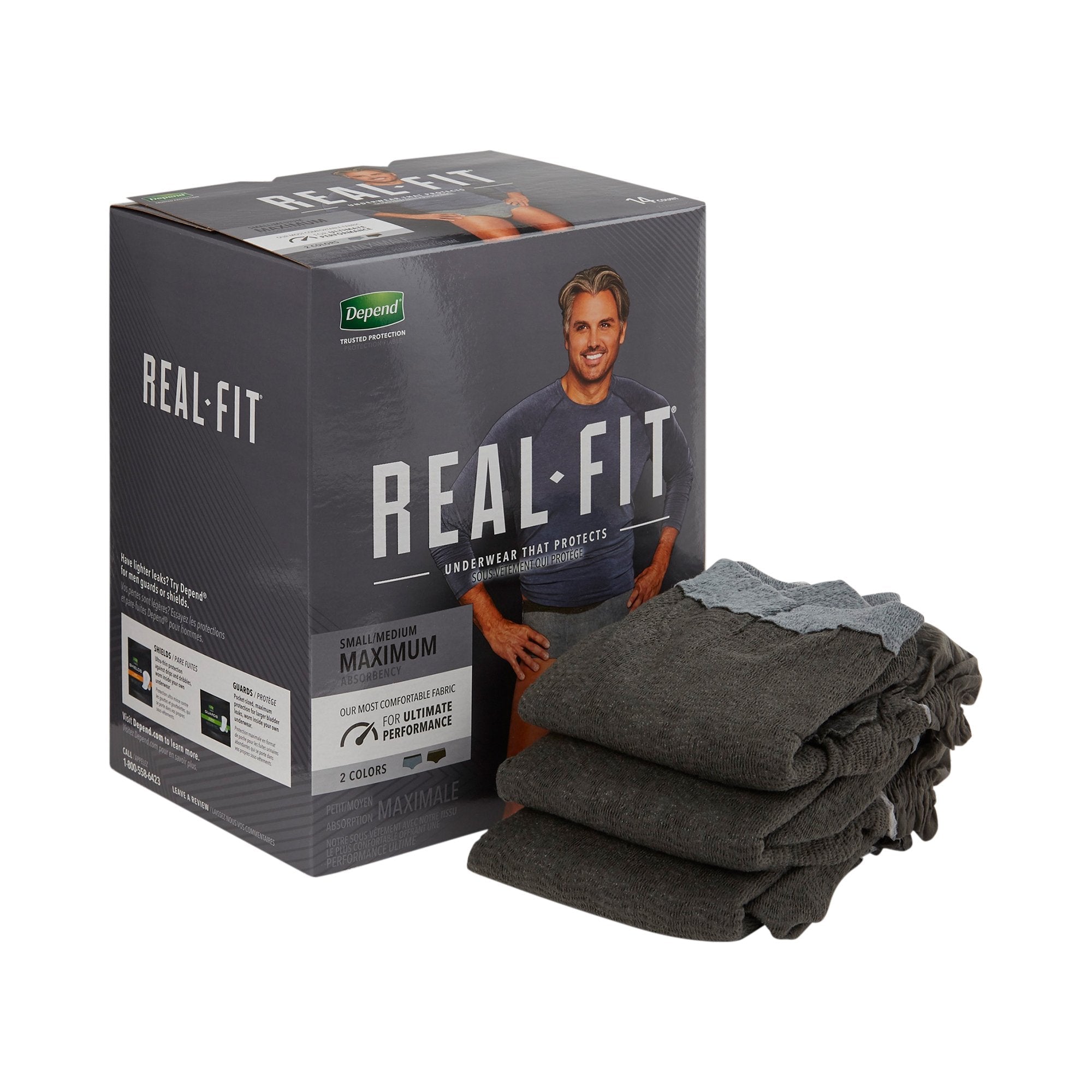 Depend® Real Fit® Maximum Absorbent Underwear, Small / Medium (14 Units)