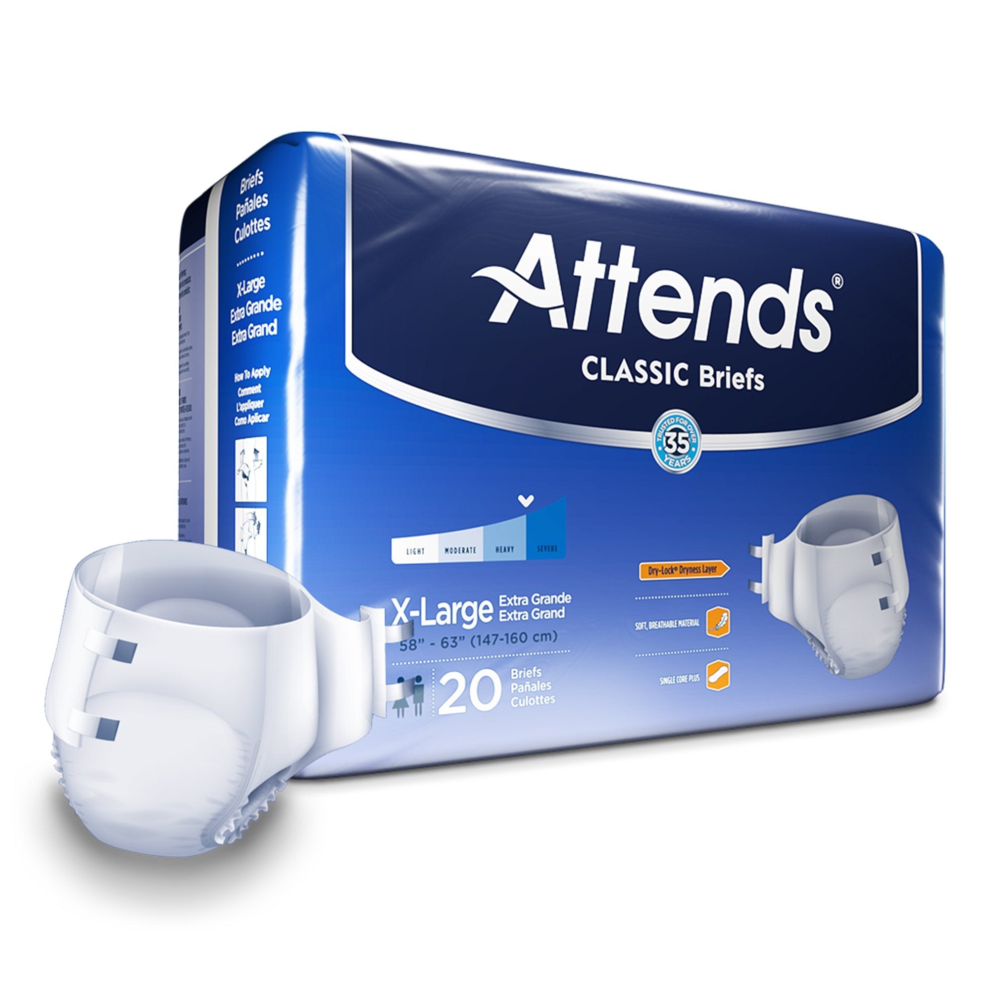 Attends® Classic Adult Heavy-Absorbent Incontinence Brief, X-Large, White (1 Unit)