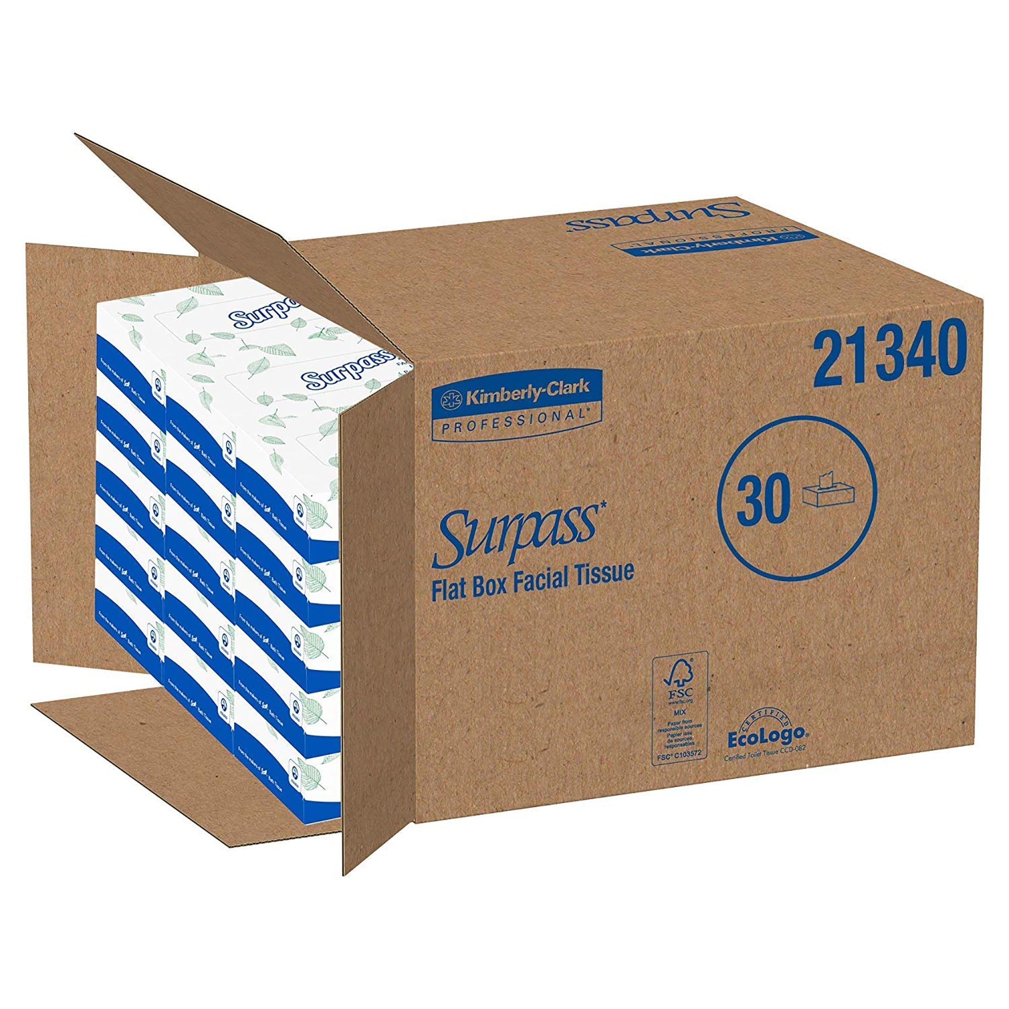 Surpass Eco-Friendly Facial Tissues, 2-Ply, 100ct Box - White (3000 Units Total)