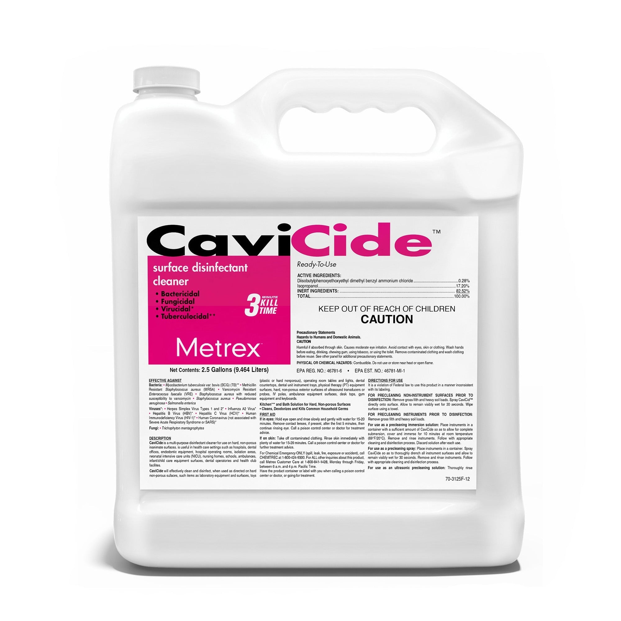 CaviCide Surface Disinfectant, Alcohol-Based Cleaner, 2.5 Gal - 2 Pack