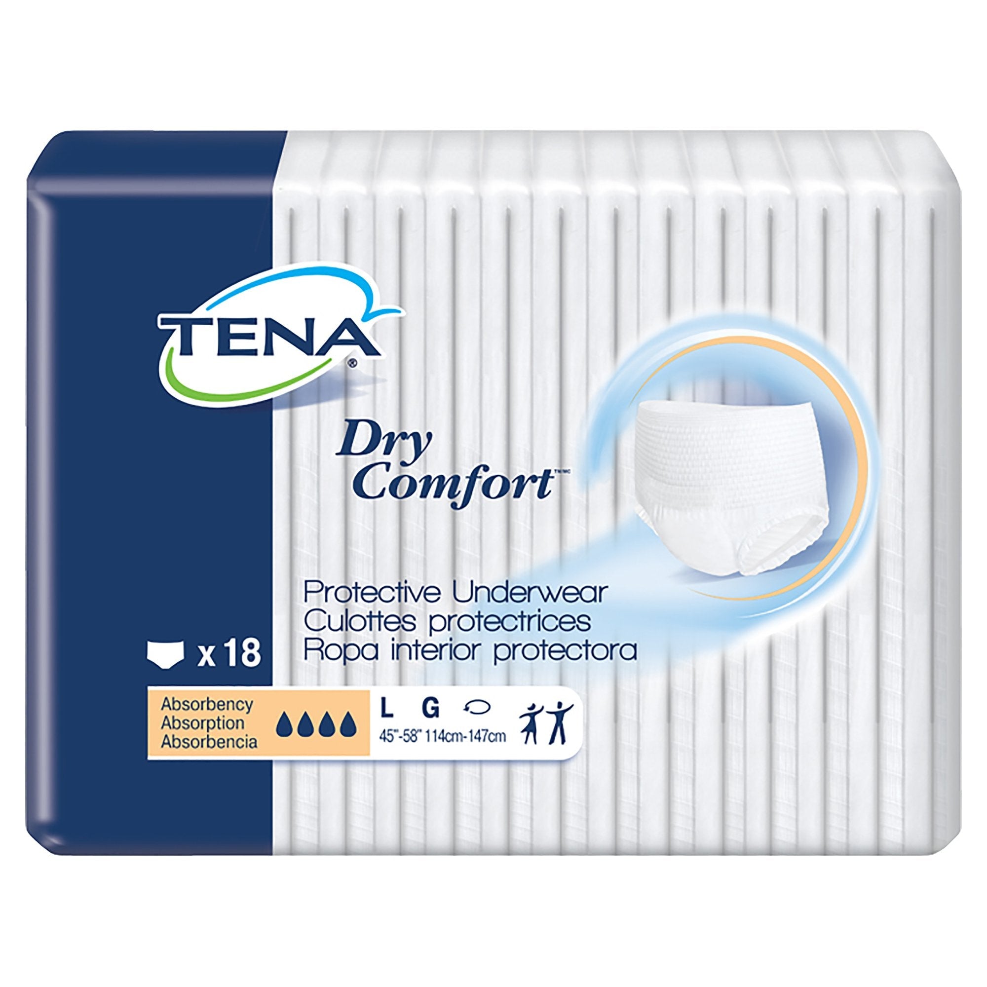 Tena Dry Comfort Absorbent Underwear Large, Leak Protection - 18 Pack