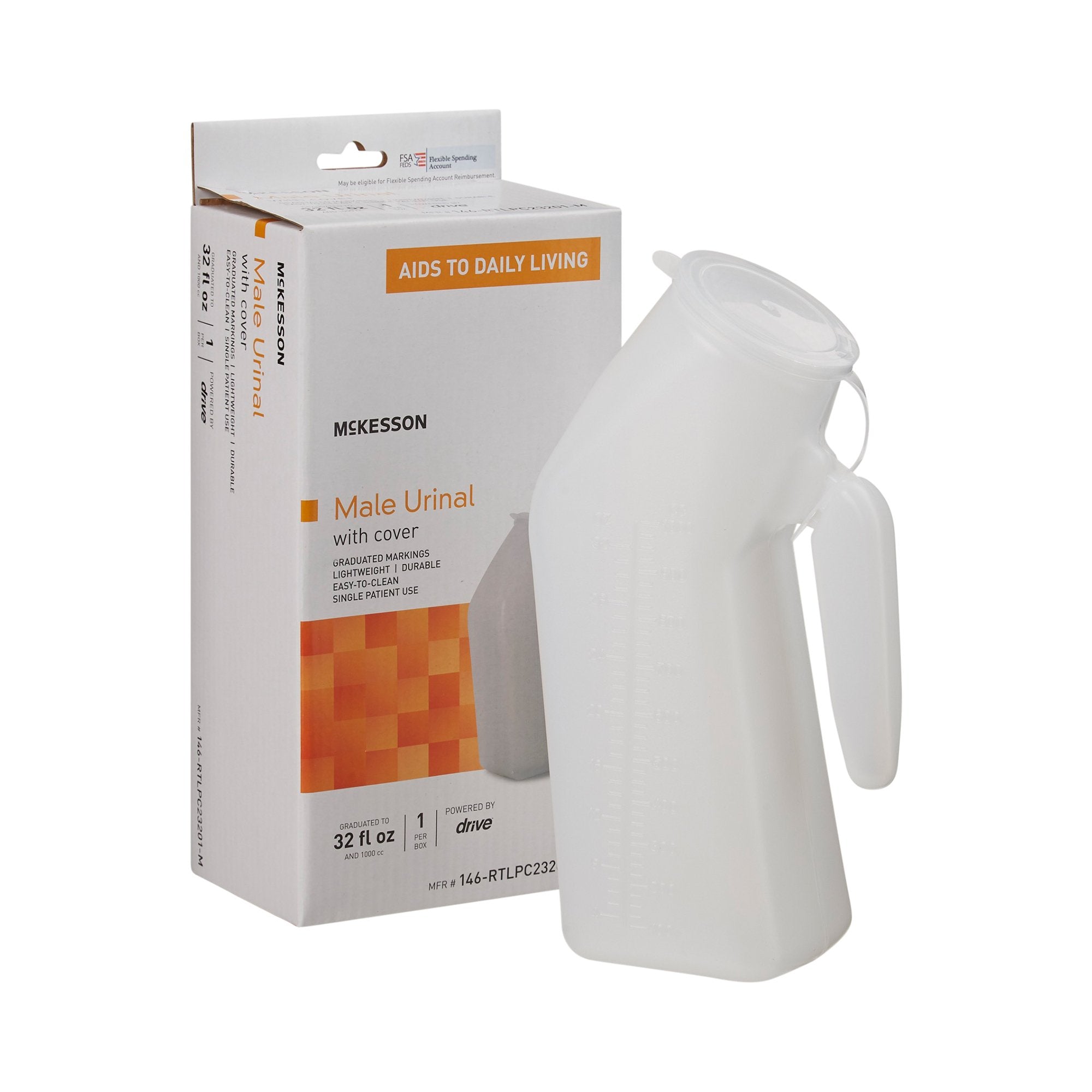 McKesson Male Urinal with Cover (6 Units)