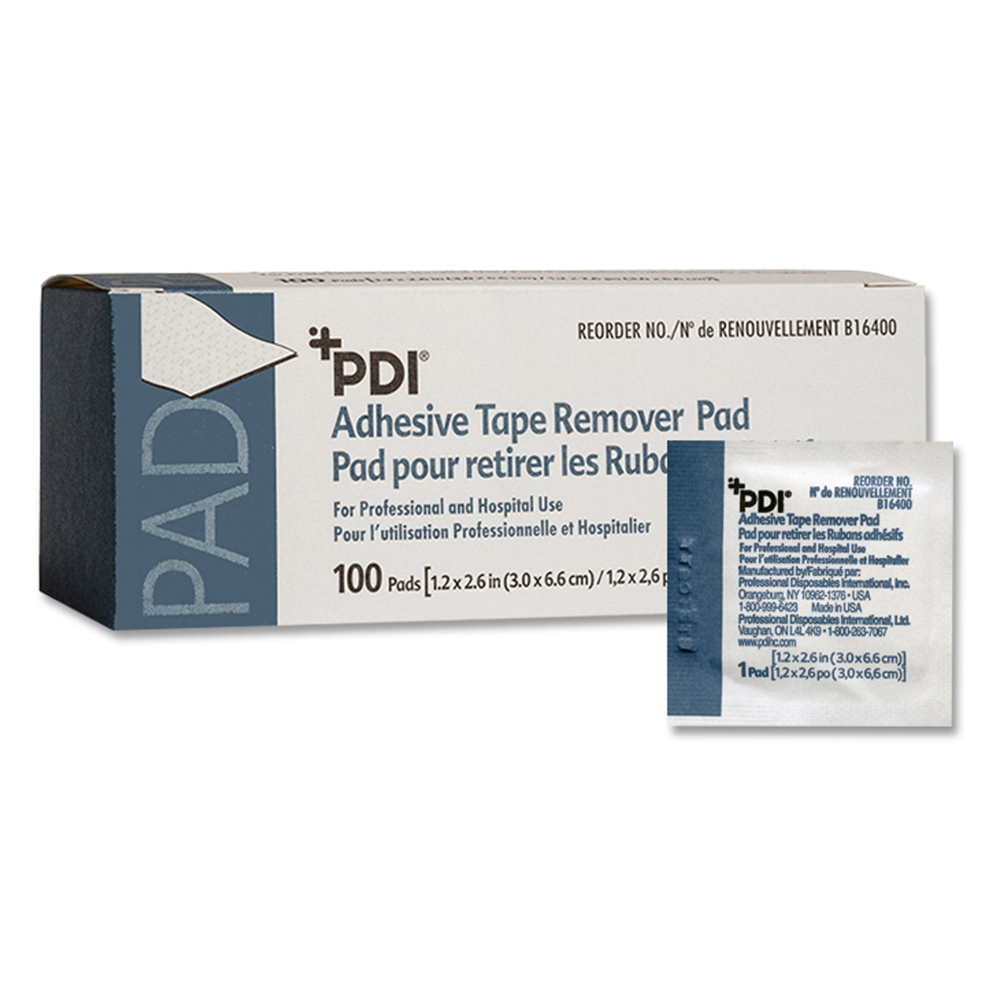 PDI® Adhesive Remover, 1¼ x 2-5/8 Inch Wipe (100 Units)