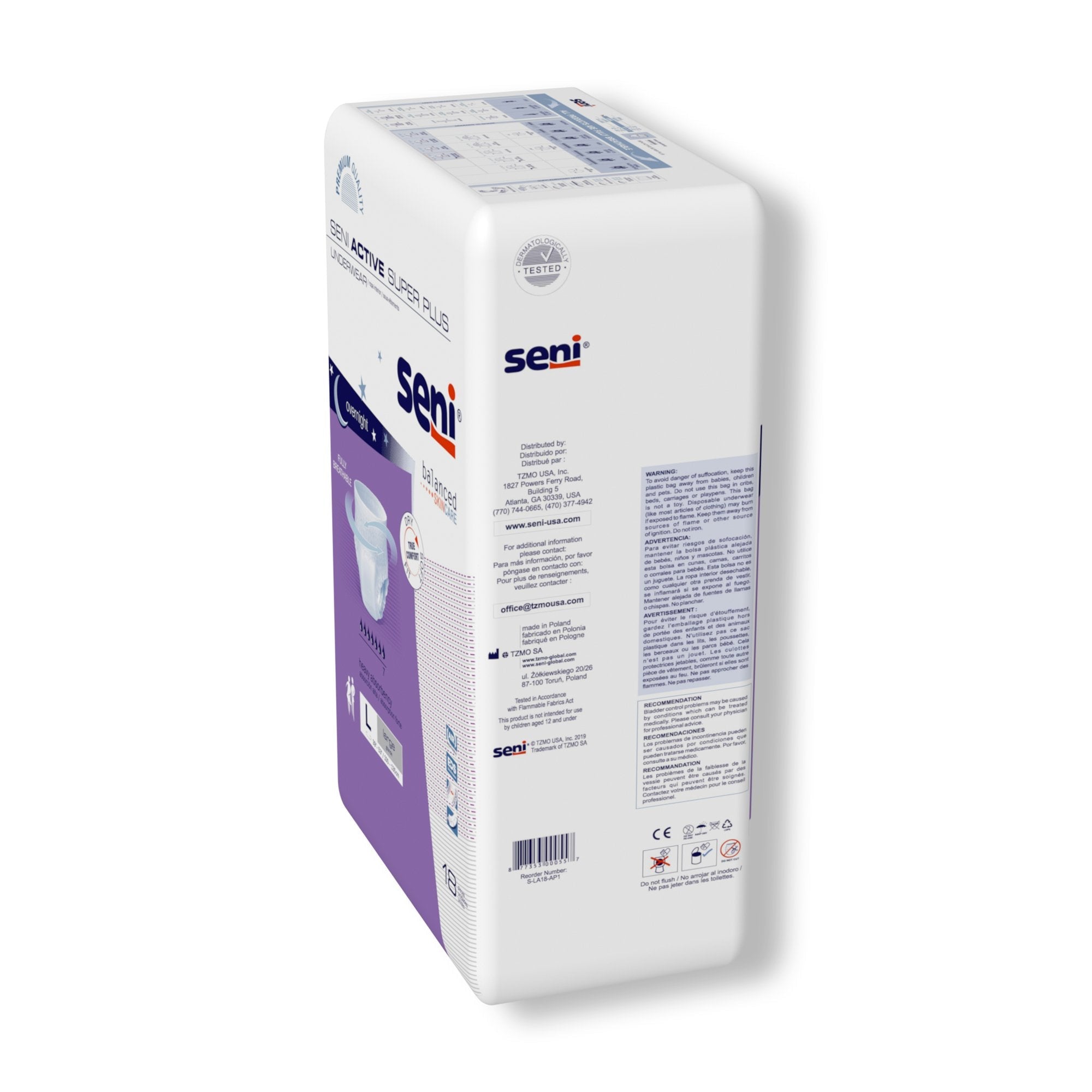 Seni® Active Super Plus Heavy Absorbent Underwear, Large (18 Units)