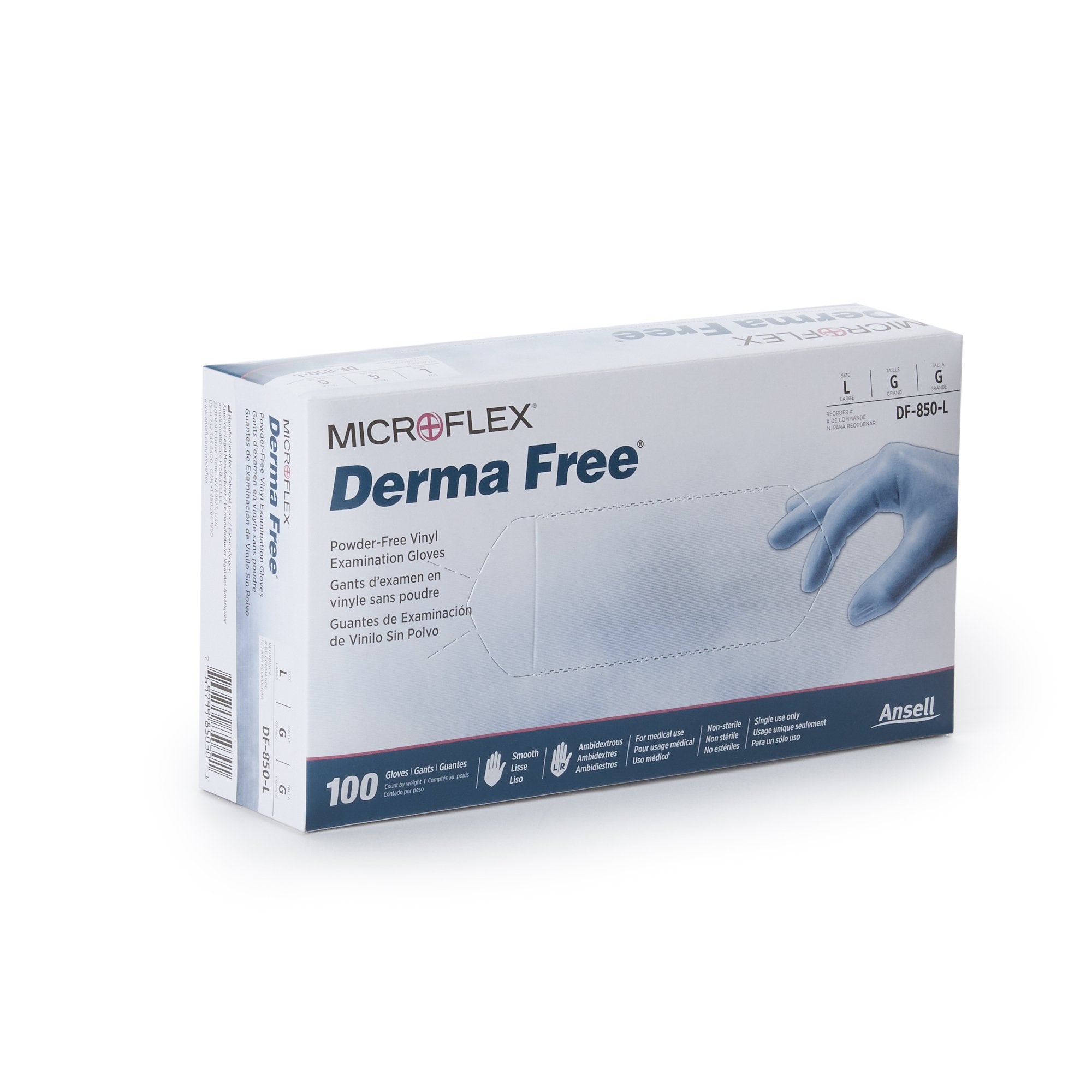 Derma Free™ Exam Glove, Large, Clear (100 Units)