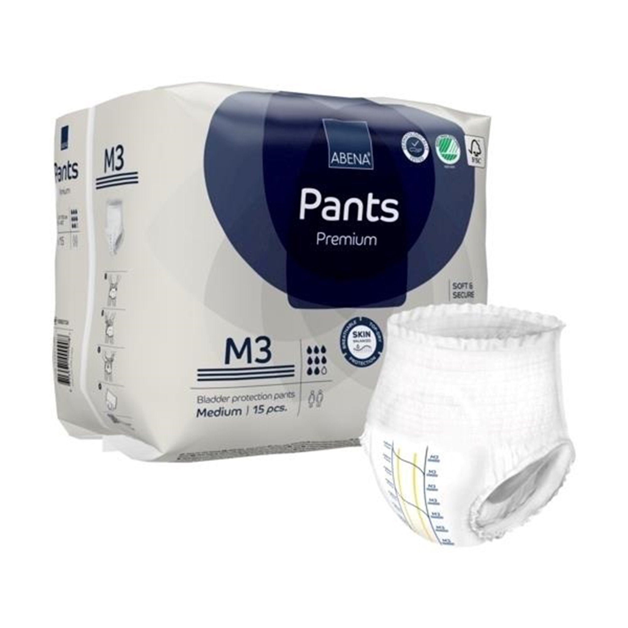 Abena® Premium Pants M3 Medium - Unisex Incontinence Briefs 15-Pack