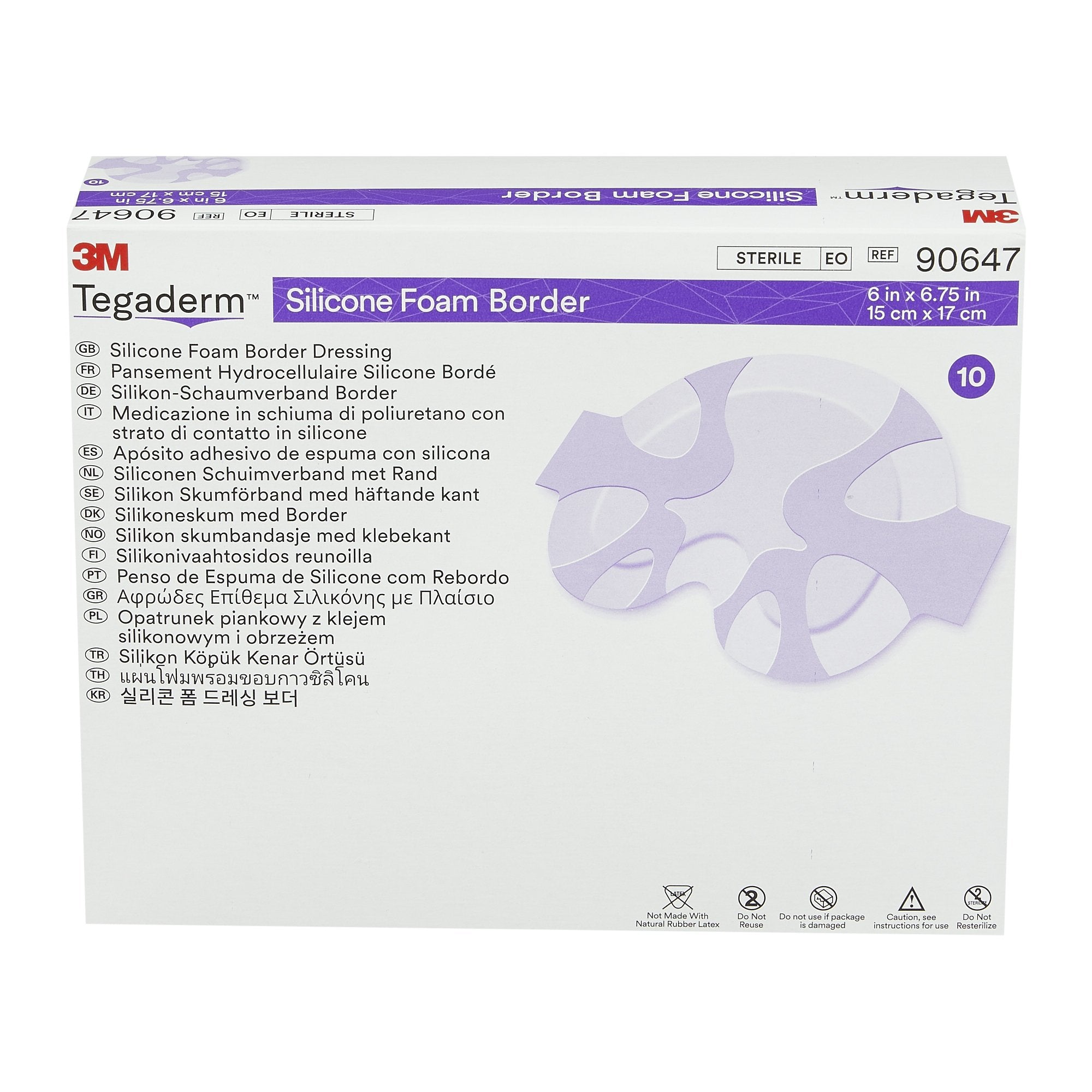 3M™ Tegaderm™ Silicone Foam Dressing, 6 x 6-3/4 Inch Sacral (10 Units)