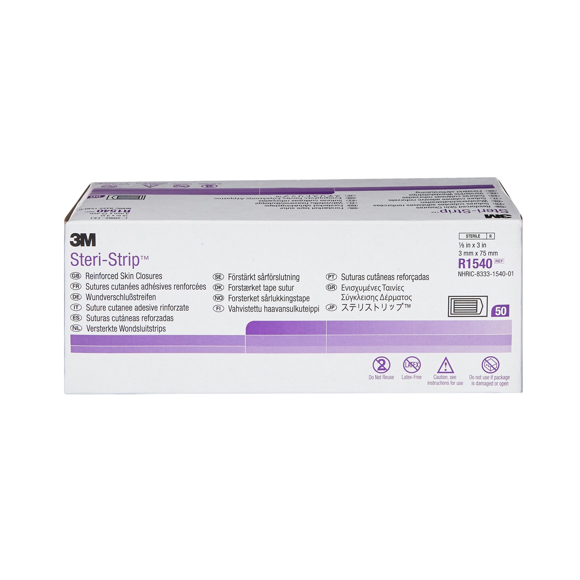 3M Steri-Strip Skin Closure Strips, Non-Woven Material, Reinforced Strip, White (200 Units)