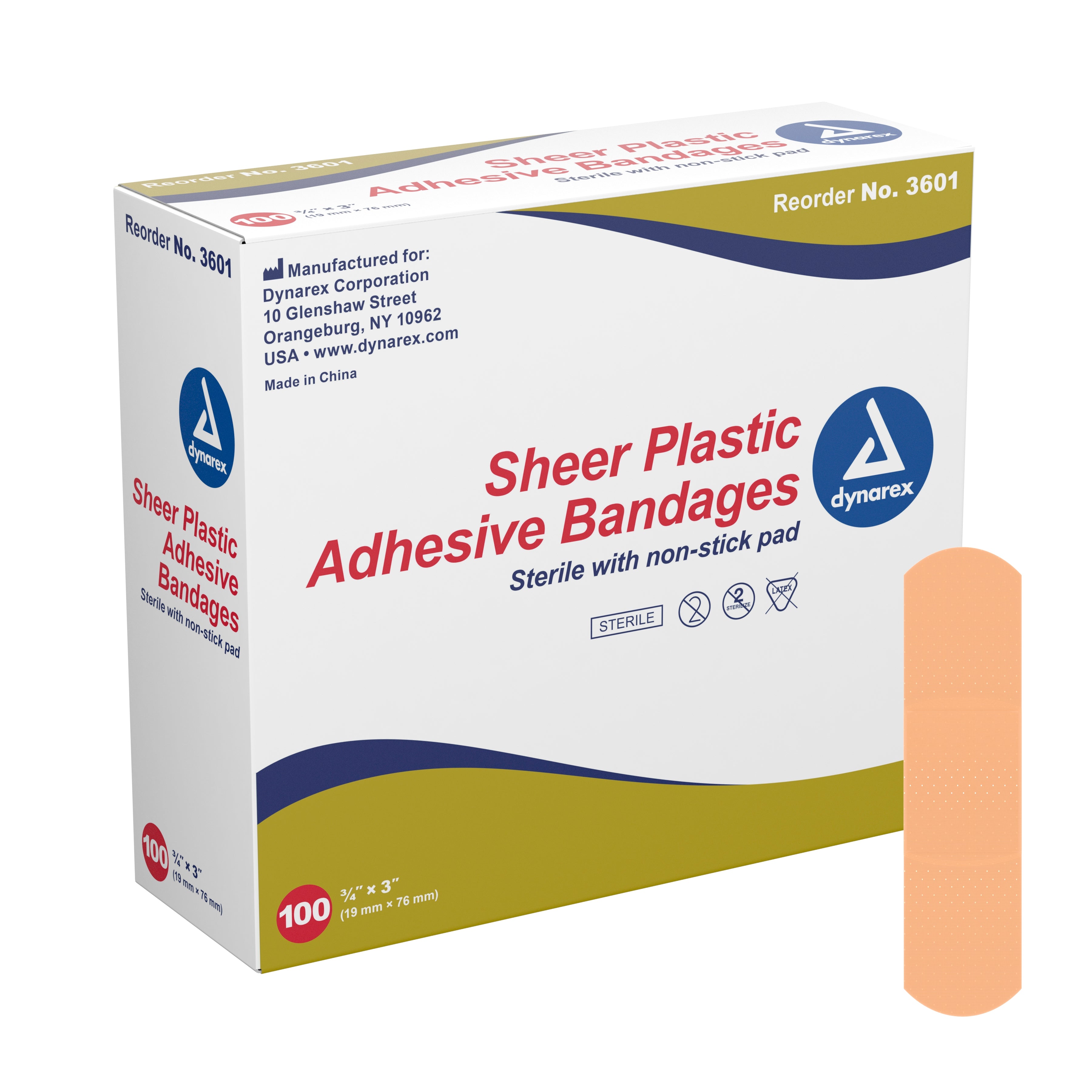 dynarex® Tan Sheer Adhesive Strip, ¾ x 3 Inch (1 Unit)