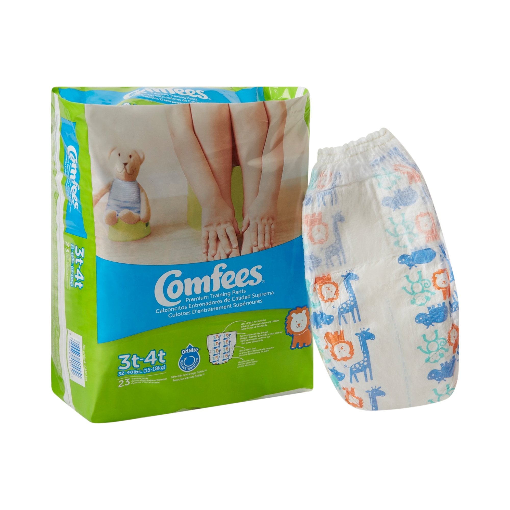 Comfees Training Pants, 12-Hour Protection, Male Toddler, 3T-4T, 32 to 40 Lbs (23 Units)