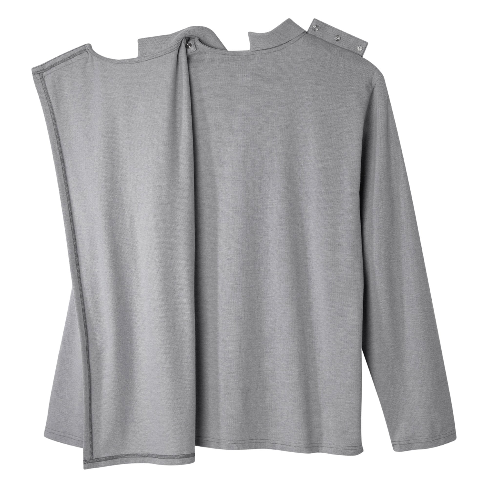 Silverts® Men's Adaptive Open Back Long Sleeve Polo Shirt, Heather Gray, 2X-Large (1 Unit)