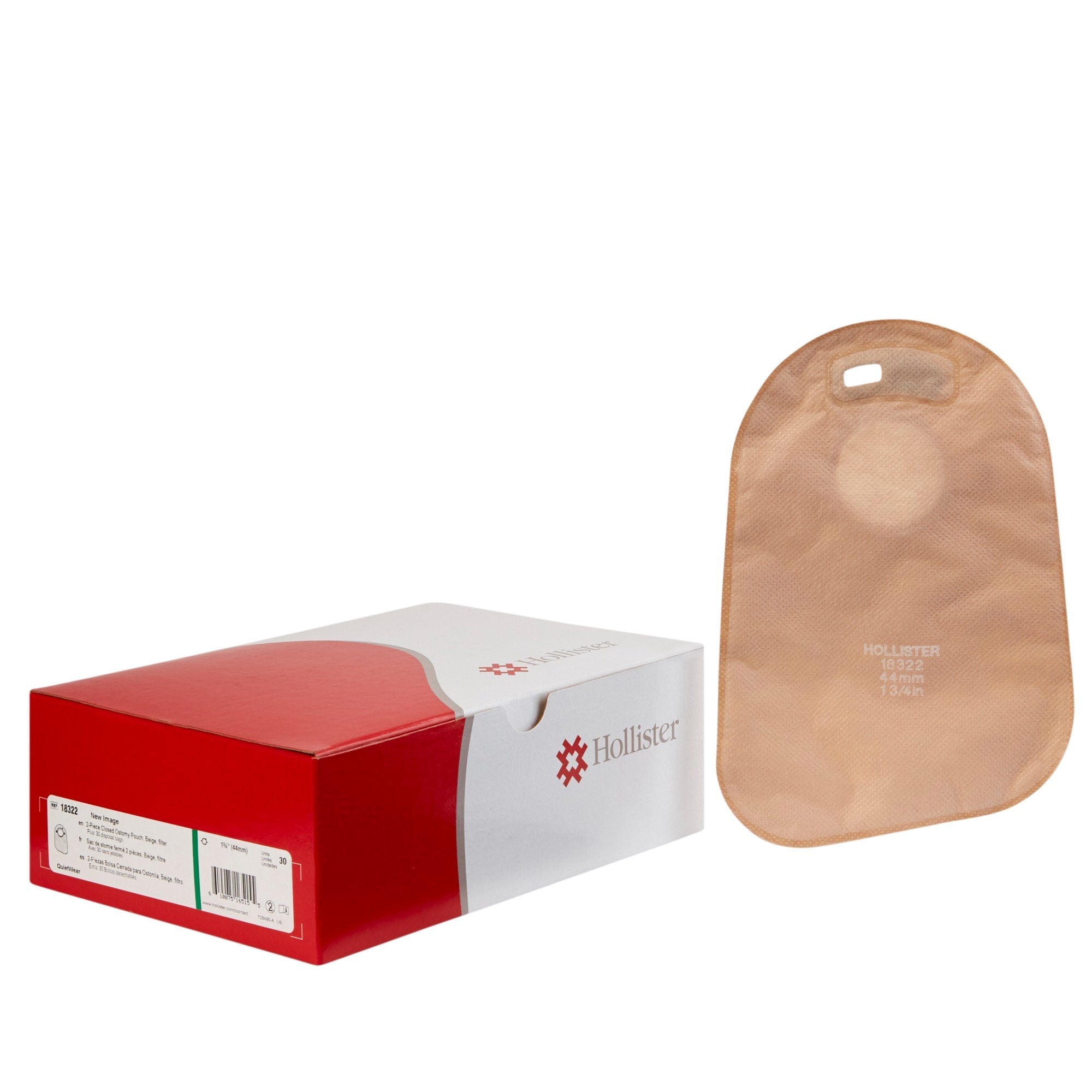 New Image™ Two-Piece Closed End Beige Filtered Ostomy Pouch, 9 Inch Length, 1¾ Inch Stoma (30 Units)