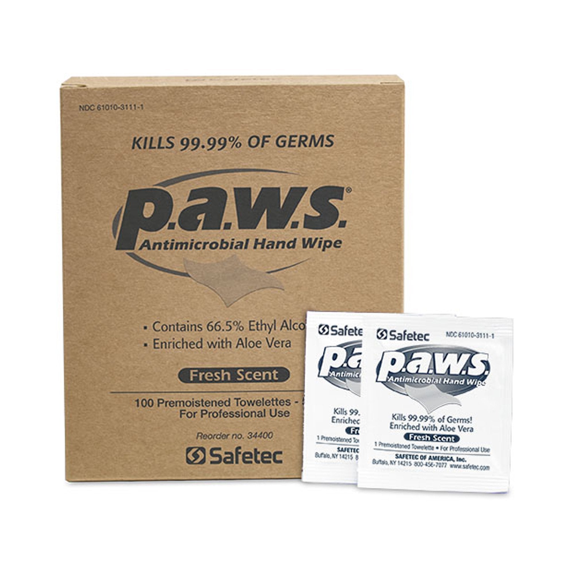 P.A.W.S. Hand Sanitizing Wipes, Individual Packets (100 Units)