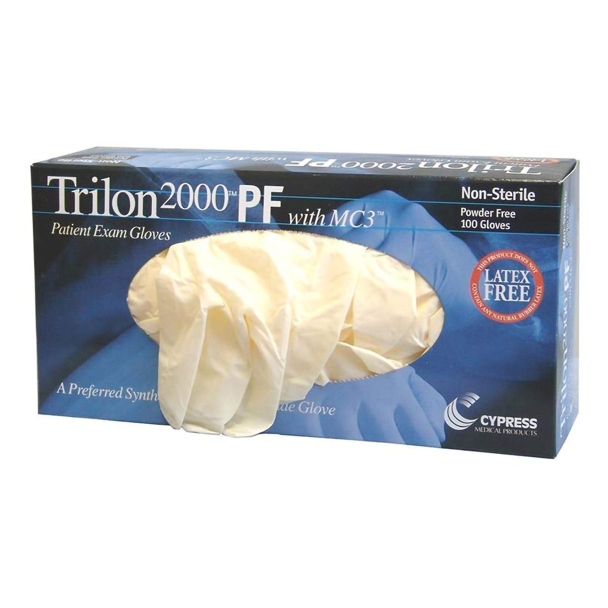 Trilon 2000® PF with MC3® Stretch Vinyl Standard Cuff Length Exam Glove, Medium, Ivory (100 Units)